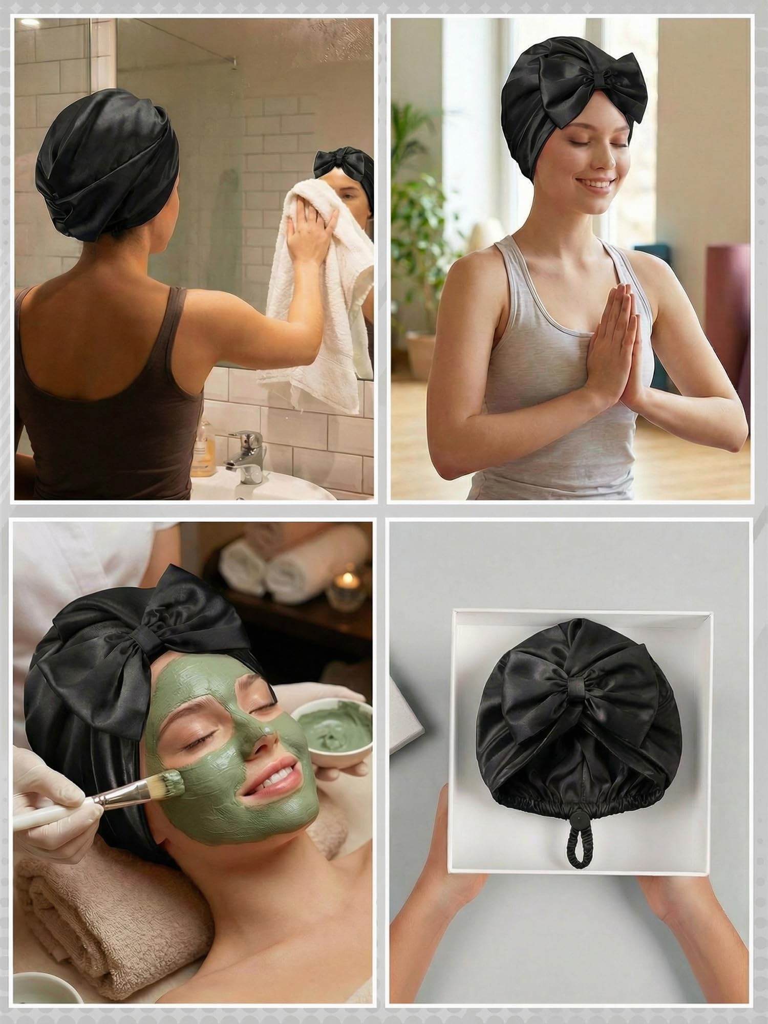 Ramede Bow Silk Bonnet for Sleeping Women Adjustable Satin Night Sleeping Cap Coquette Layer Smooth Hydration Hair Bonnet