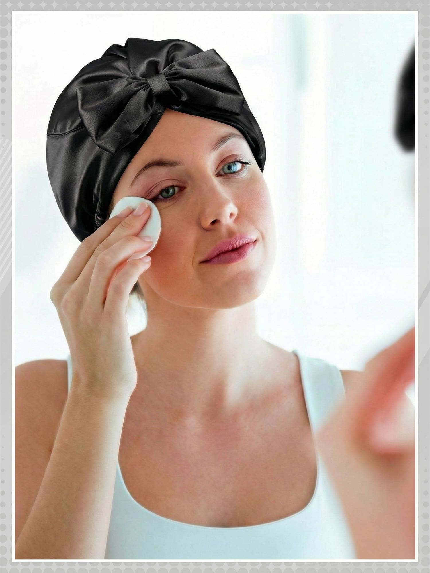 Ramede Bow Silk Bonnet for Sleeping Women Adjustable Satin Night Sleeping Cap Coquette Layer Smooth Hydration Hair Bonnet