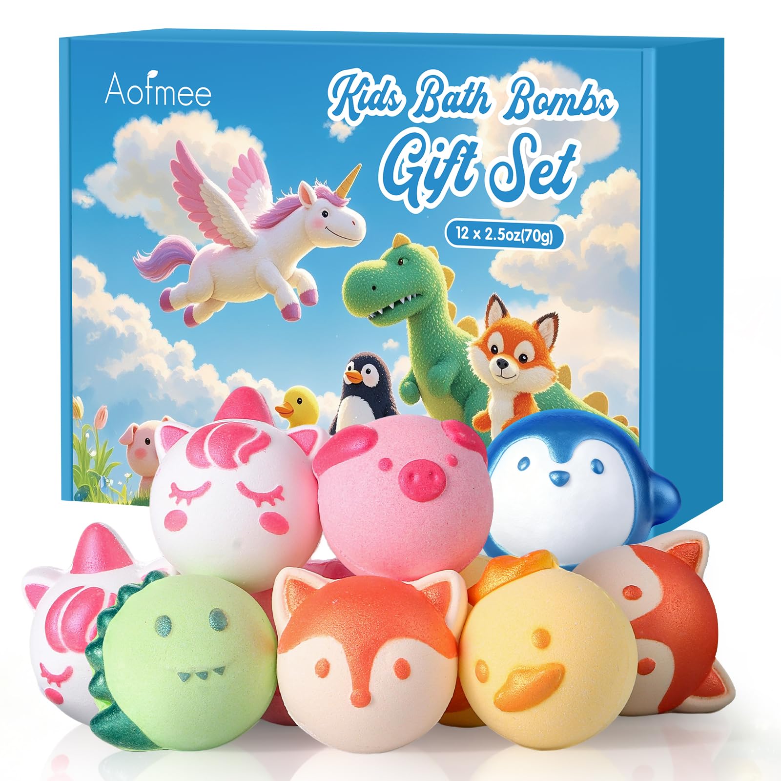 Aofmee Bath Bombs, 6pcs Bubble Bath Bomb for Girls, Handmade Fizzies Bathbombs for Women