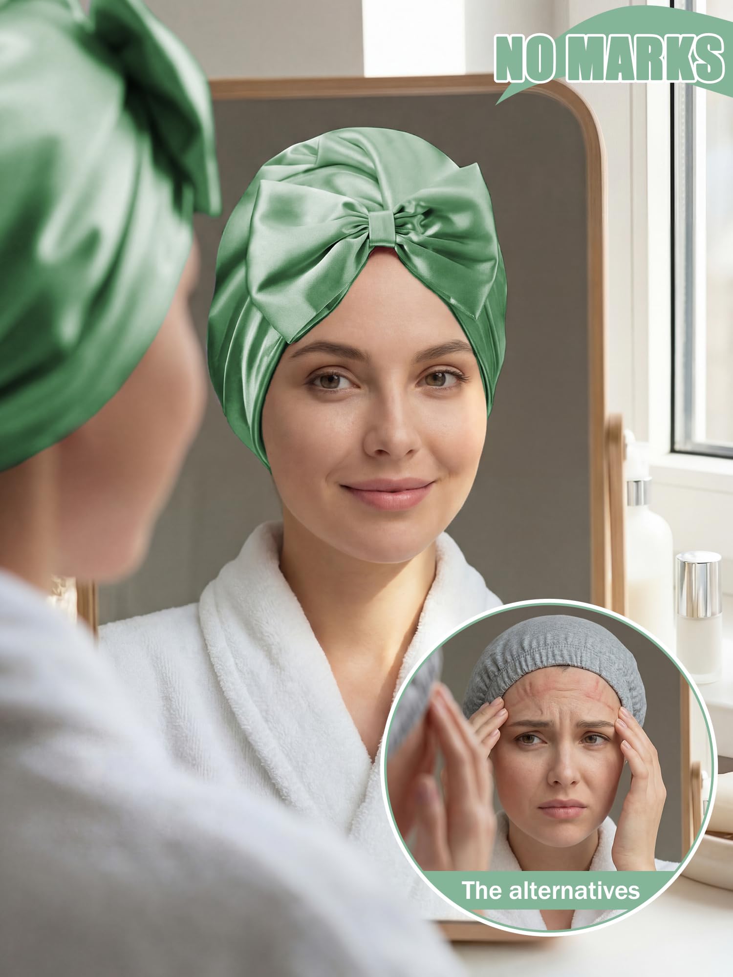 Ramede Bow Silk Bonnet for Sleeping Women Adjustable Satin Night Sleeping Cap Coquette Layer Smooth Hydration Hair Bonnet