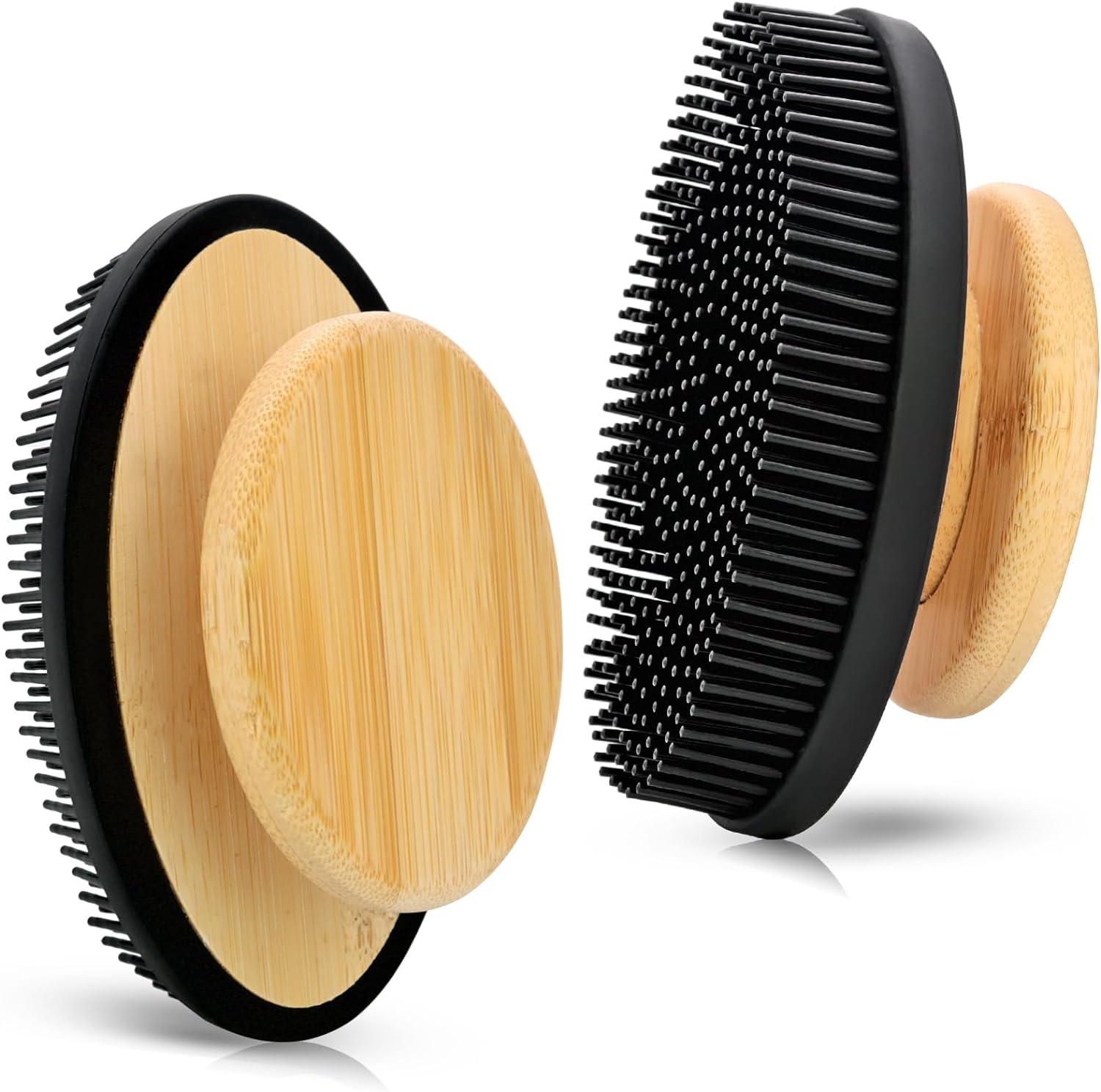 Silicone Bath Brush with Bamboo Handle.