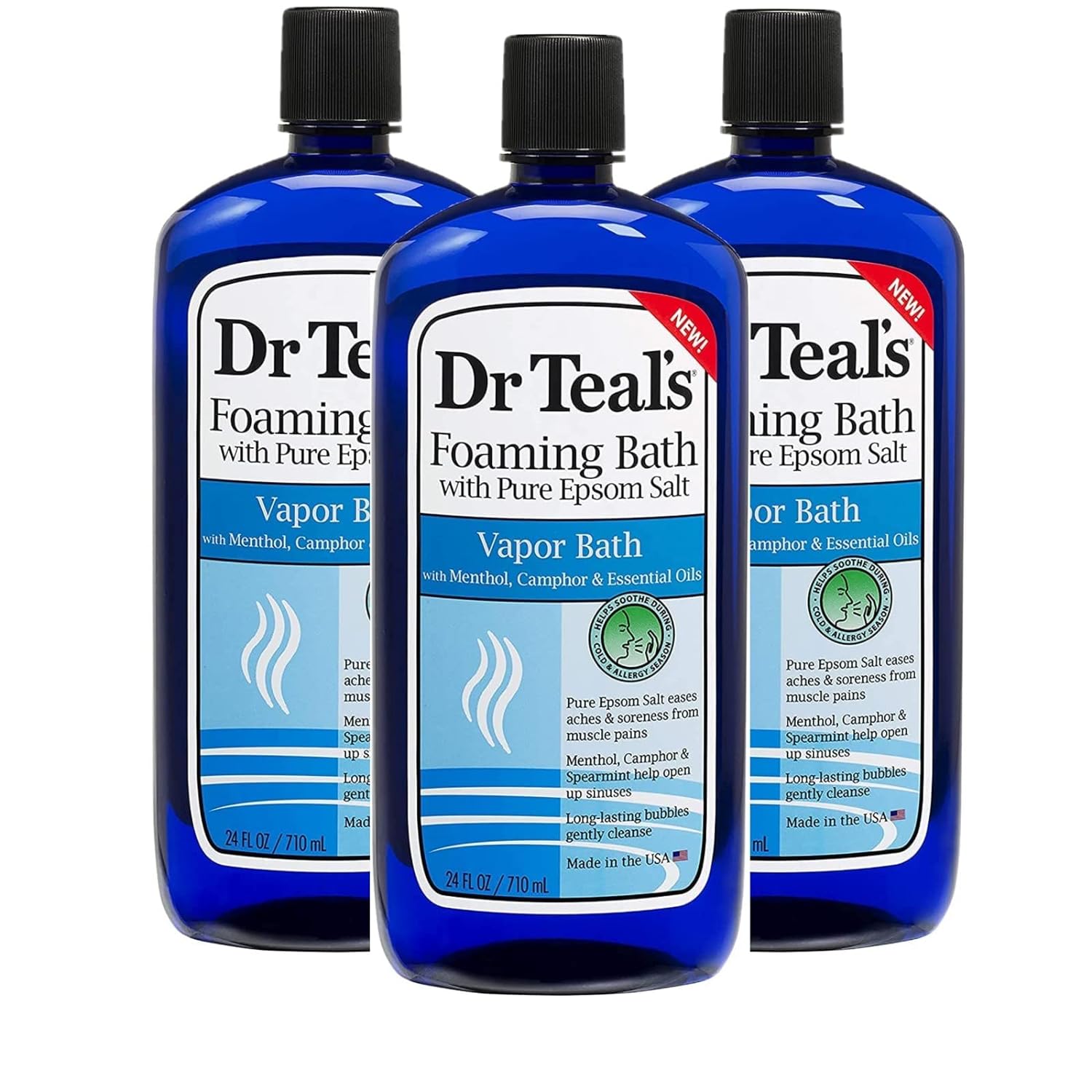 Dr Teal's Foaming Bath with Pure Epsom Salt, Sleep Blend with Melatonin, Lavender & Chamomile Essential Oils, 34 fl oz (Pack of 4) (Packaging May Vary)