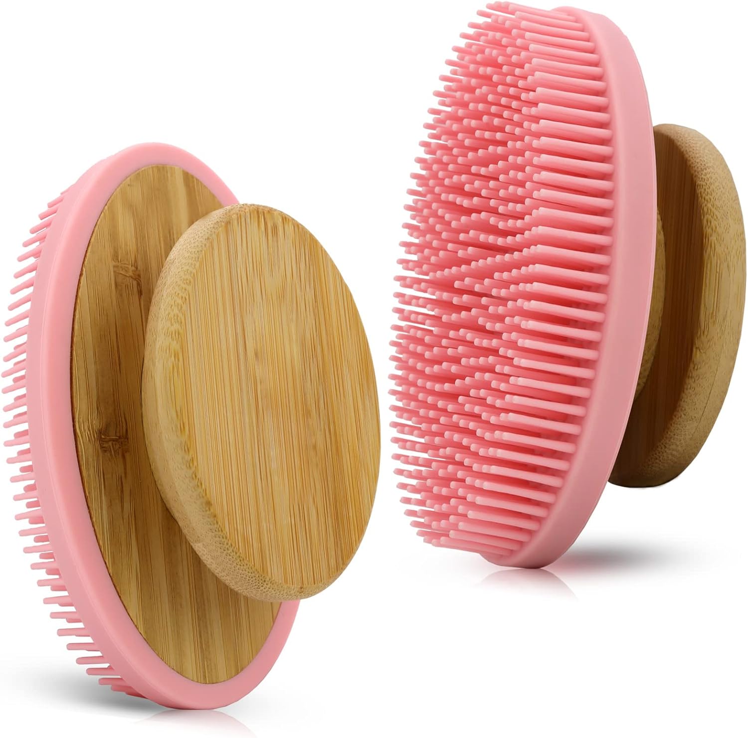 Silicone Bath Brush with Bamboo Handle.