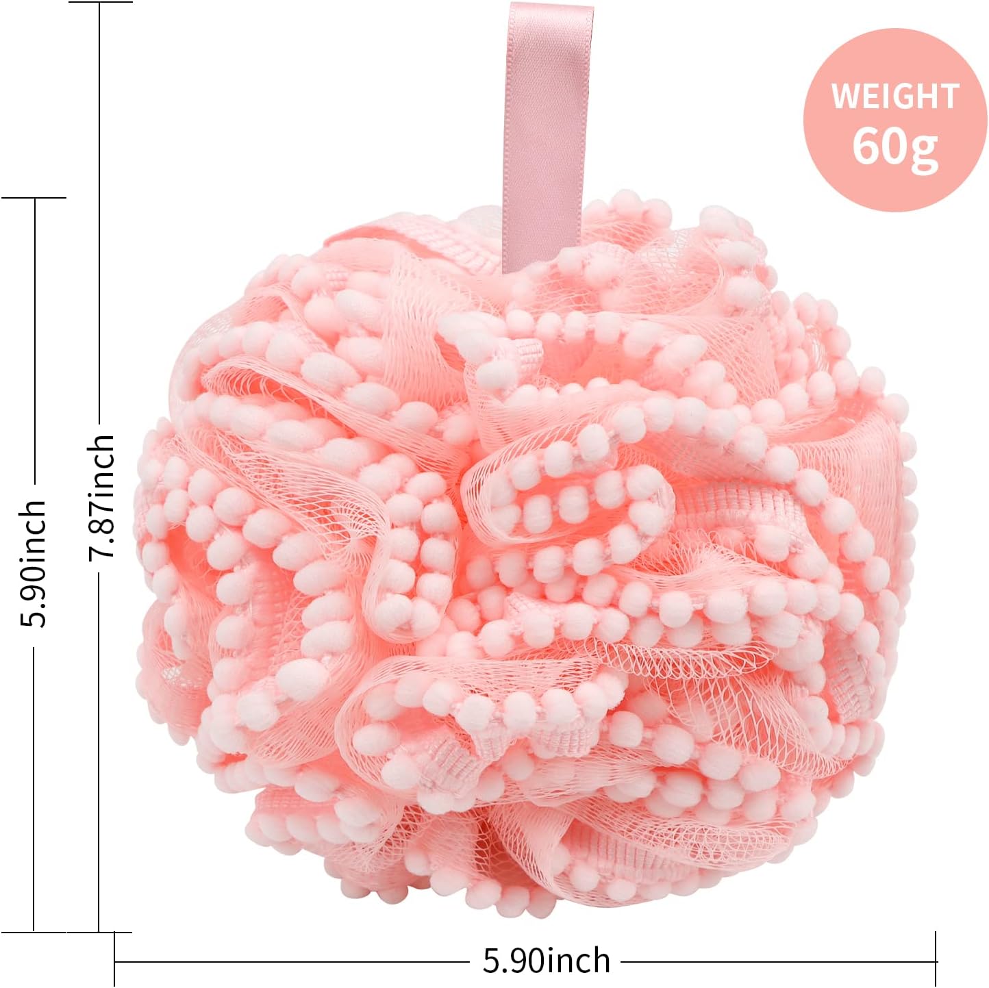 Bath Shower Sponge Soft Mesh Poufs Shower Loofah Ball Body Wash Scrubber Bath Sponge for Women and Men Soothing Face & Body Exfoliator (2Pcs 60)