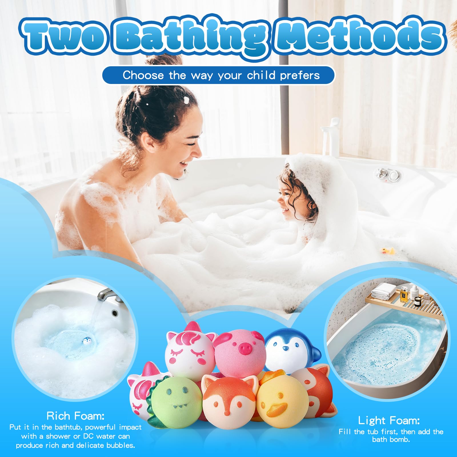 Aofmee Bath Bombs, 6pcs Bubble Bath Bomb for Girls, Handmade Fizzies Bathbombs for Women