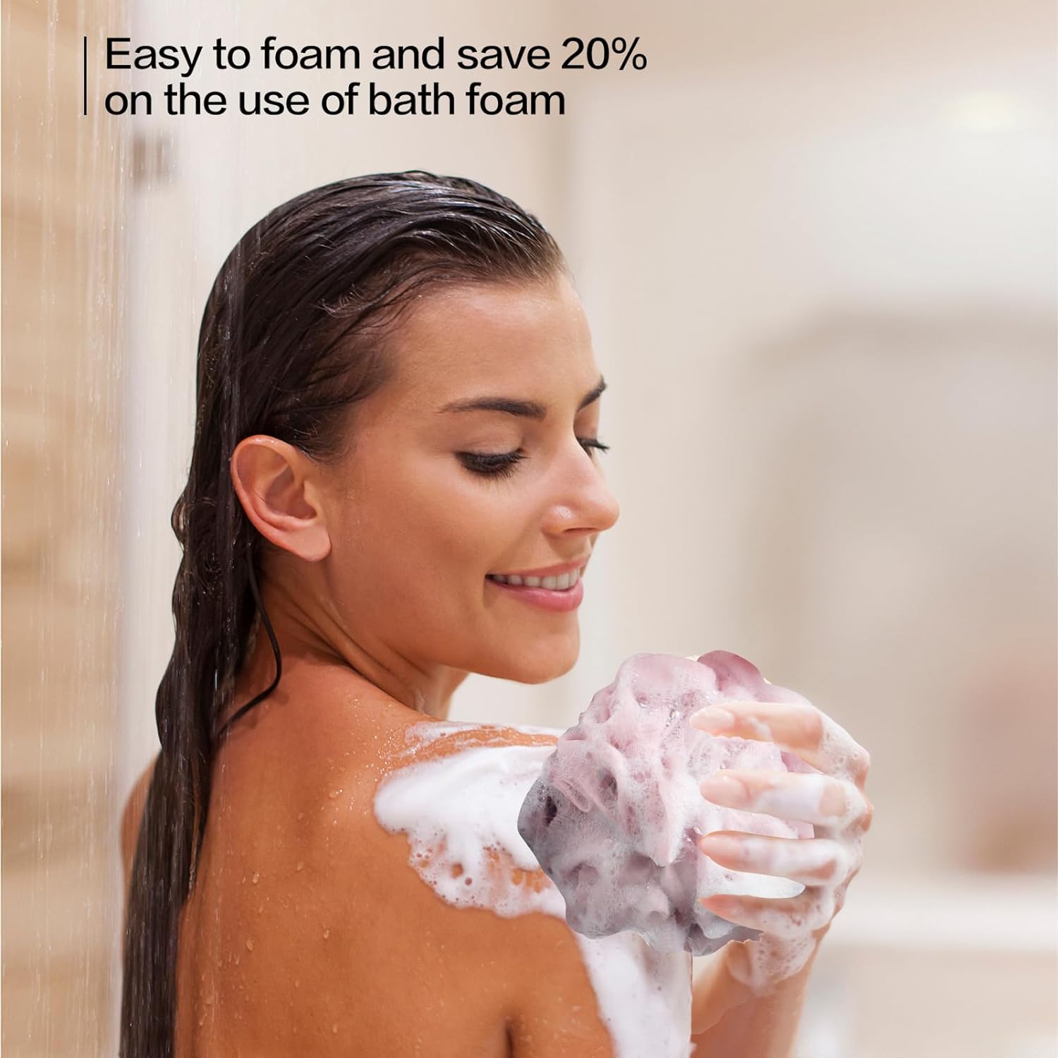 Fishent Bath Loofah Sponge, 3 Pack loofahs Exfoliating Body Scrubber, 60g Soft Mesh Pouf Shower Puffs, Loofa for Women (Pink-Peach-Coral)