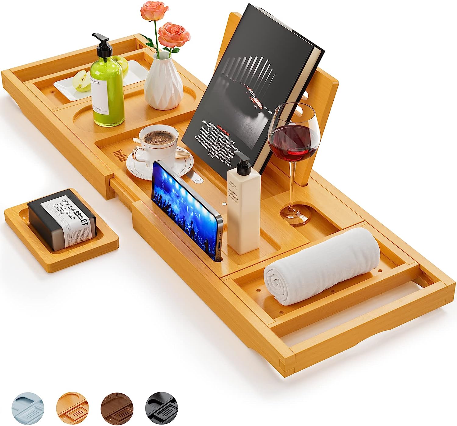 Yirilan Premium Bathtub Tray Caddy - Expandable Bath Tray - Unique House Warming Gifts, New Home, Anniversary & Wedding Gifts for Couple, Bridal Shower Gift for Women