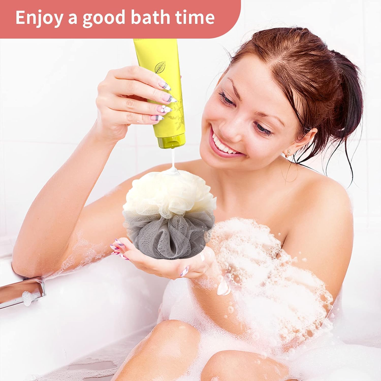 Soft Mesh Shower Loofah Sponge Set (4 Pack)