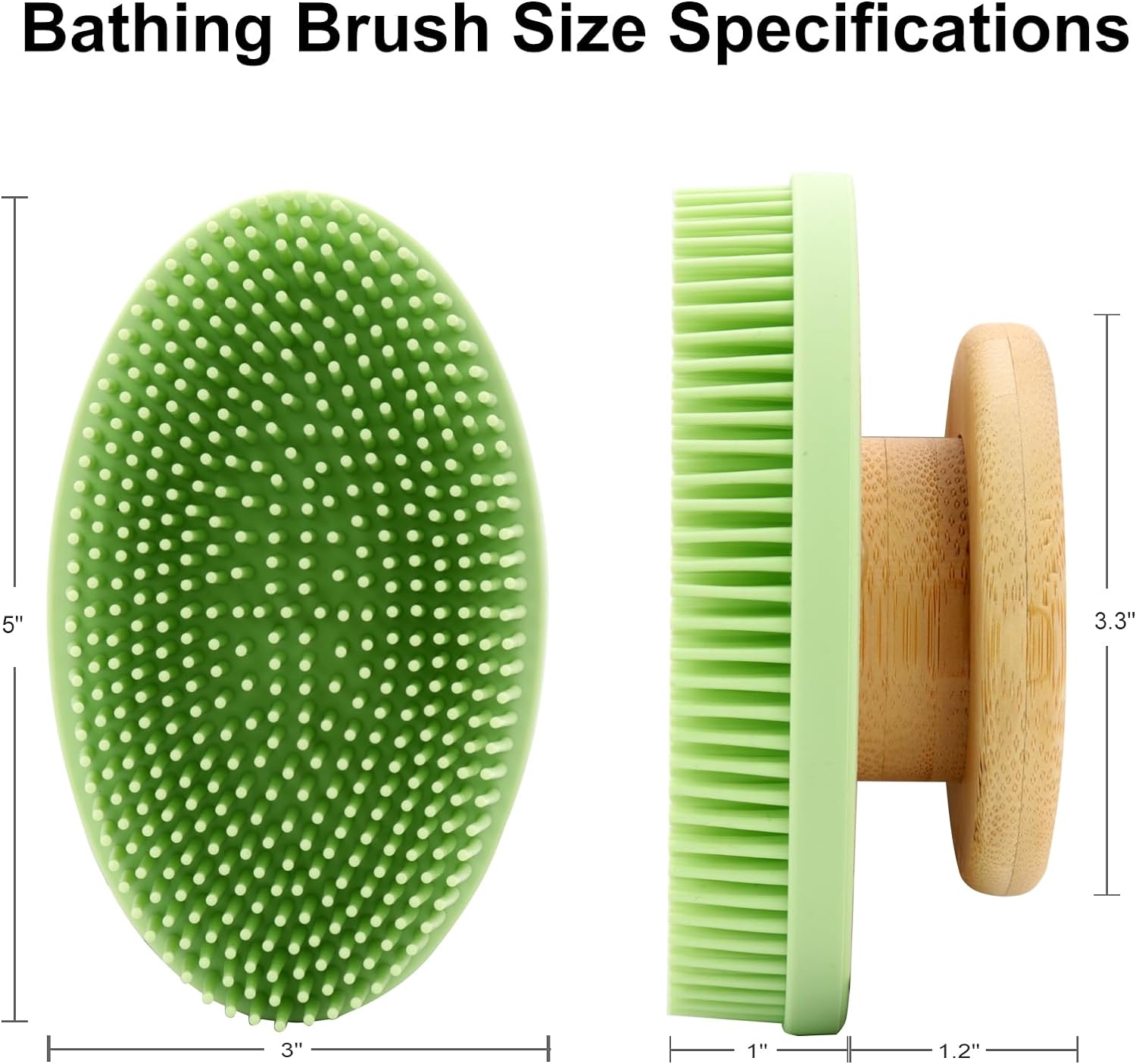 Silicone Bath Brush with Bamboo Handle.