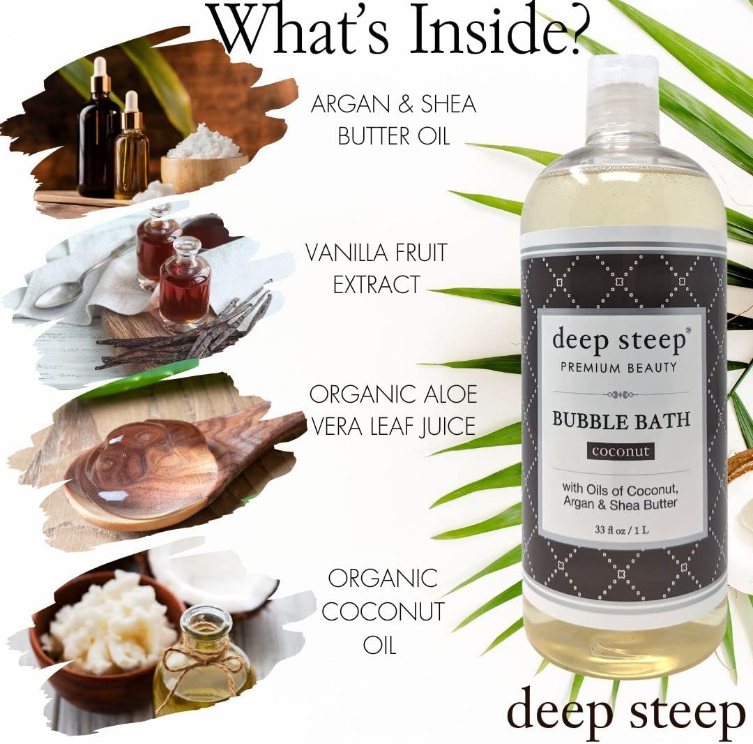 Deep Steep Classic Bubble Bath Lathering Lavender Chamomile and Coconut Variety Bundle Pack of 2, 33.8 Ounce (Pack of 2)