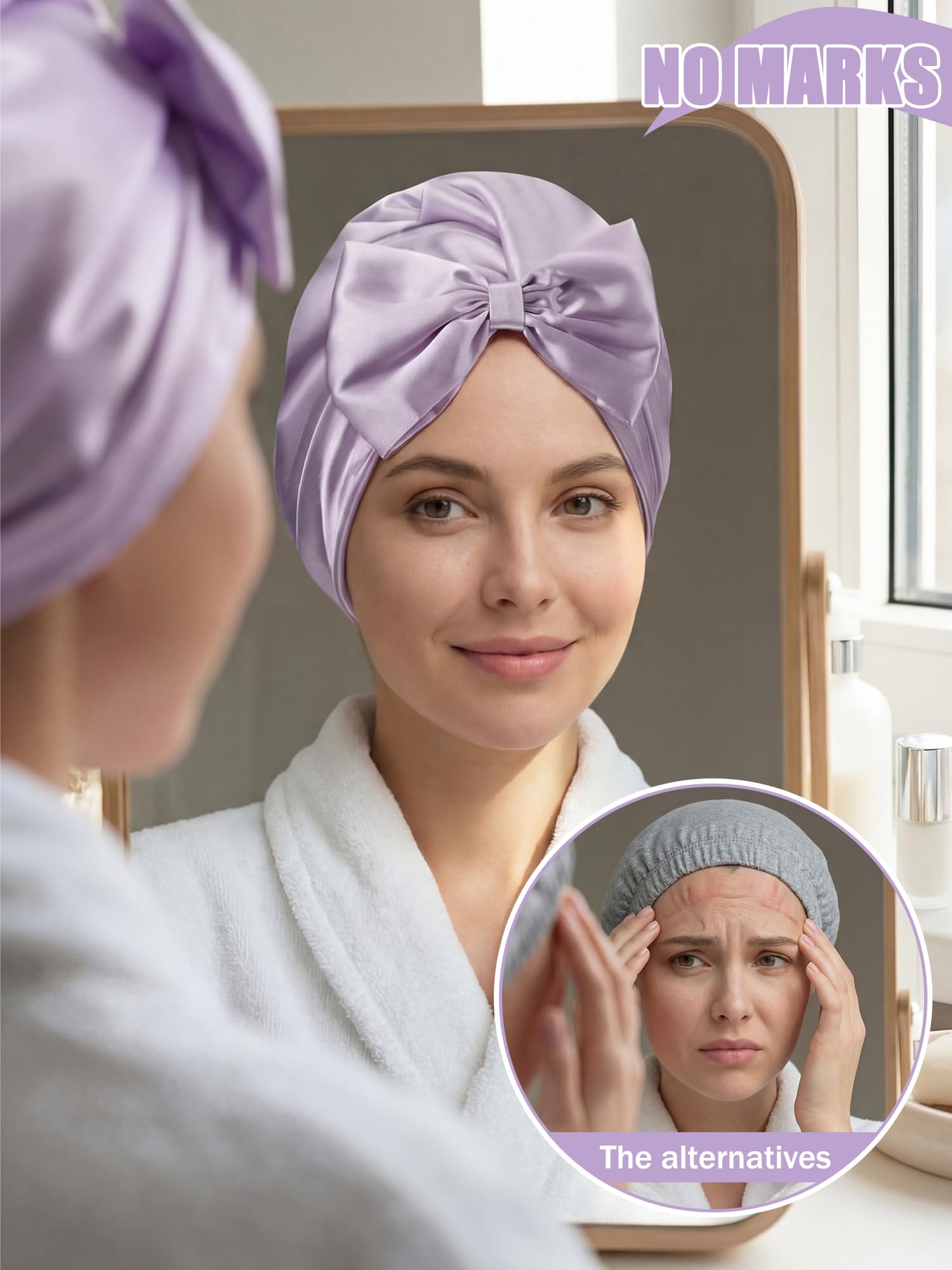 Ramede Bow Silk Bonnet for Sleeping Women Adjustable Satin Night Sleeping Cap Coquette Layer Smooth Hydration Hair Bonnet