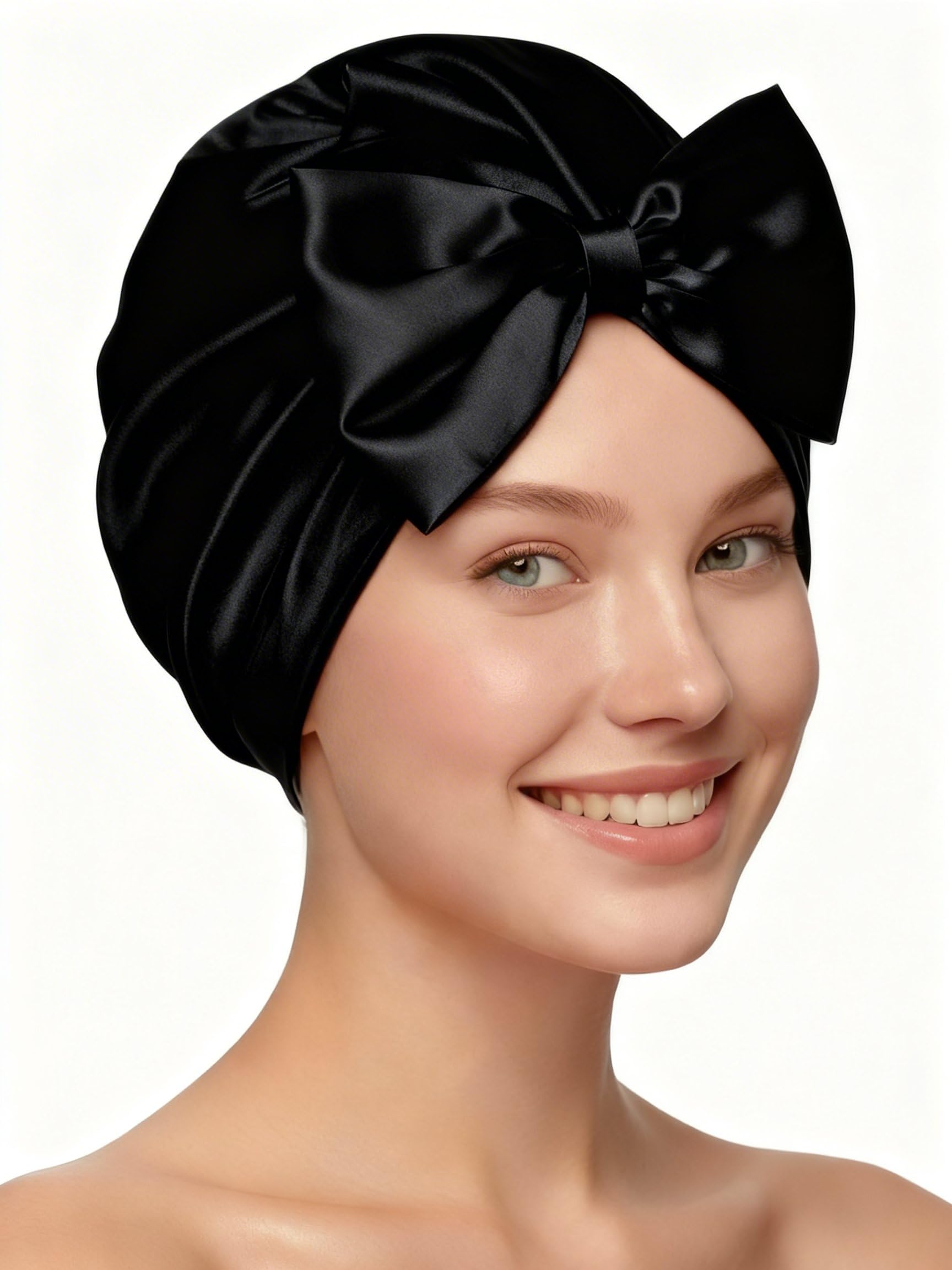 Ramede Bow Silk Bonnet for Sleeping Women Adjustable Satin Night Sleeping Cap Coquette Layer Smooth Hydration Hair Bonnet