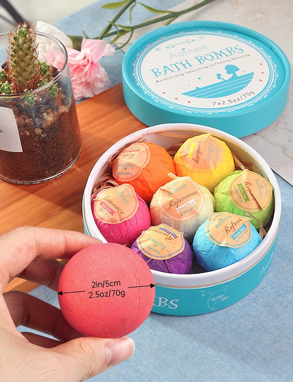 Aofmee Bath Bombs, 7pcs Bubble Bath Bombs for Women