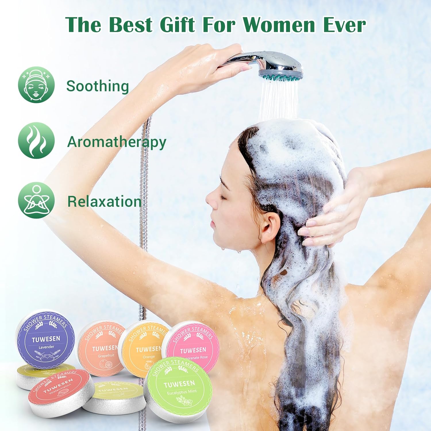 TUWESEN Shower Steamers Aromatherapy, SPA Kit, 8 PCS Shower Steamers for Women, Shower Bombs with Essential Oils-Self Care & Relaxation Birthday Gifts for Women and Men. Purple Romantic Set