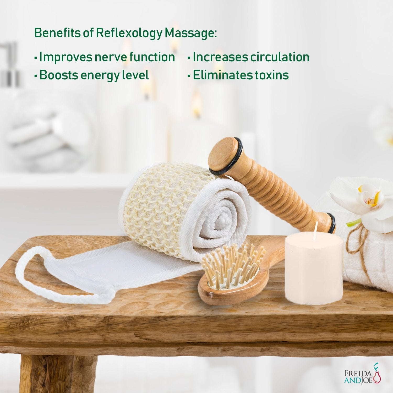 Wooden Massage & Reflexology Kit for Women at-Home Spa Kit for All-Over Body Relaxation & Rejuvenation with Fresh Cucumber Melon Aromatherapy Bath & Body Set Gift – Mother's Day Gift for Mom