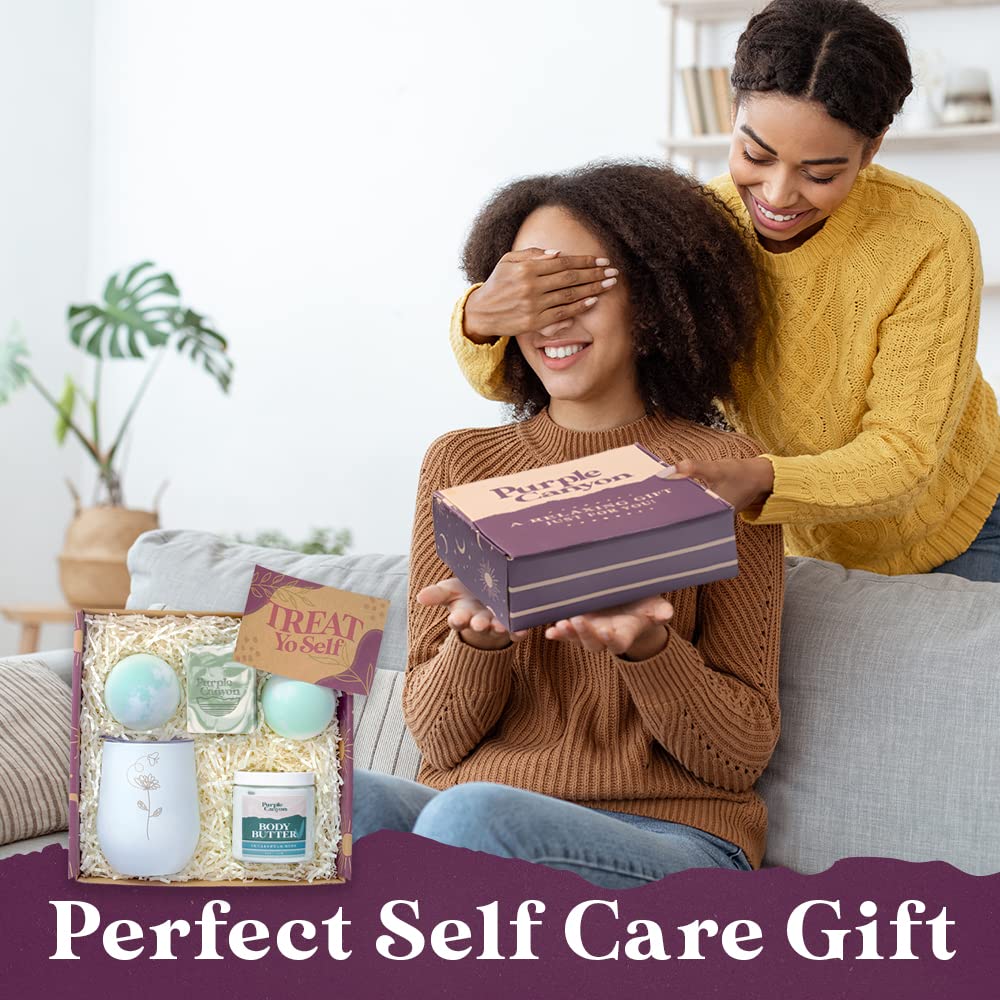 Purple Canyon Mystic Spa Box | 7 Piece Full Size Lavender Spa Kit for Self Care | Bath and Body Gifts for Women