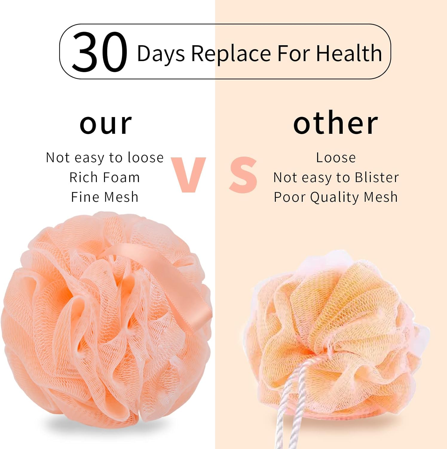 Soft Mesh Shower Loofah Sponge Set (4 Pack)