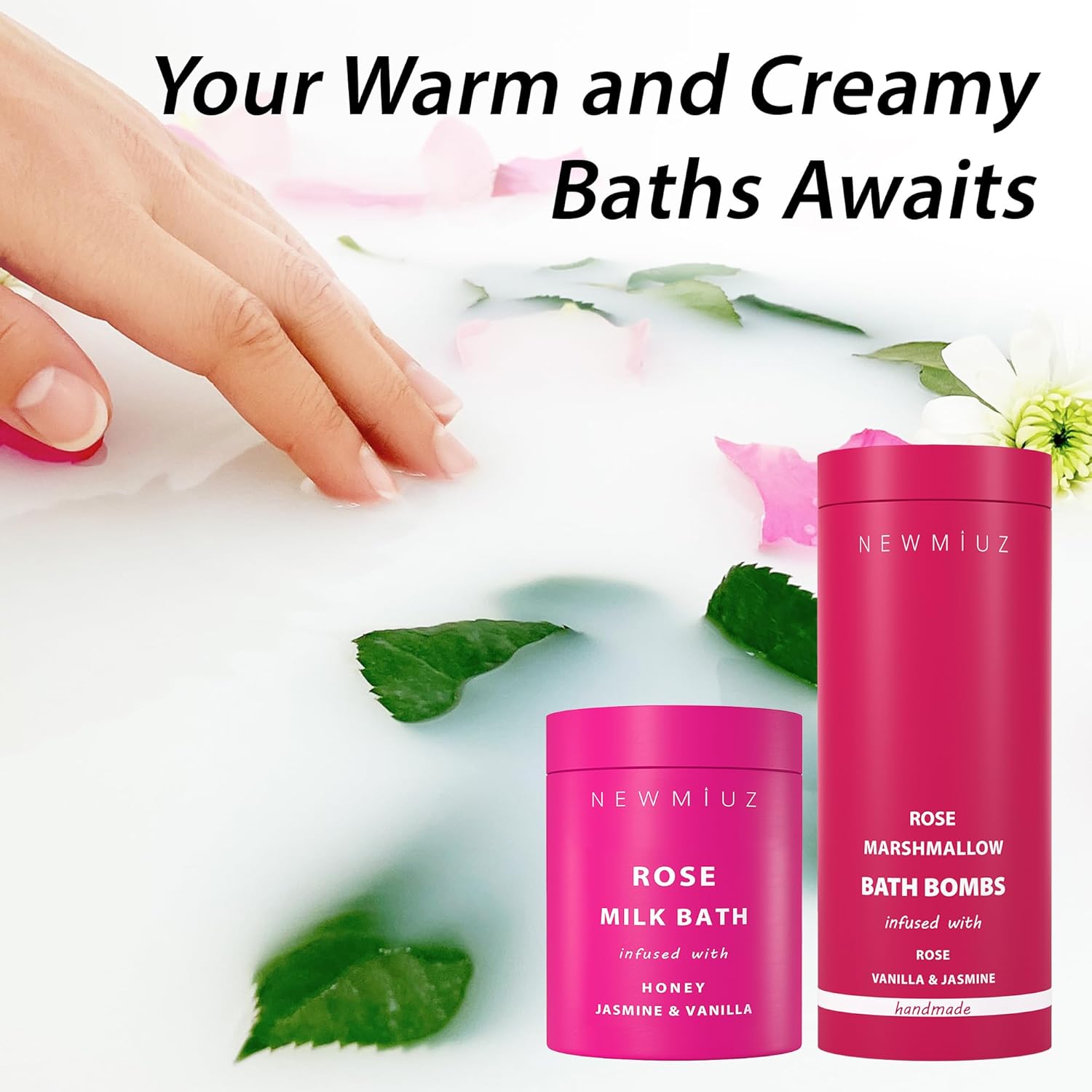 Rose Vanilla Bath Bomb Mega Foaming Bubbles Infused with Vanilla Jasmine Luxurious Spa Bath Essentials Nourishing Dry Skin Stress Relief Bath Gift
