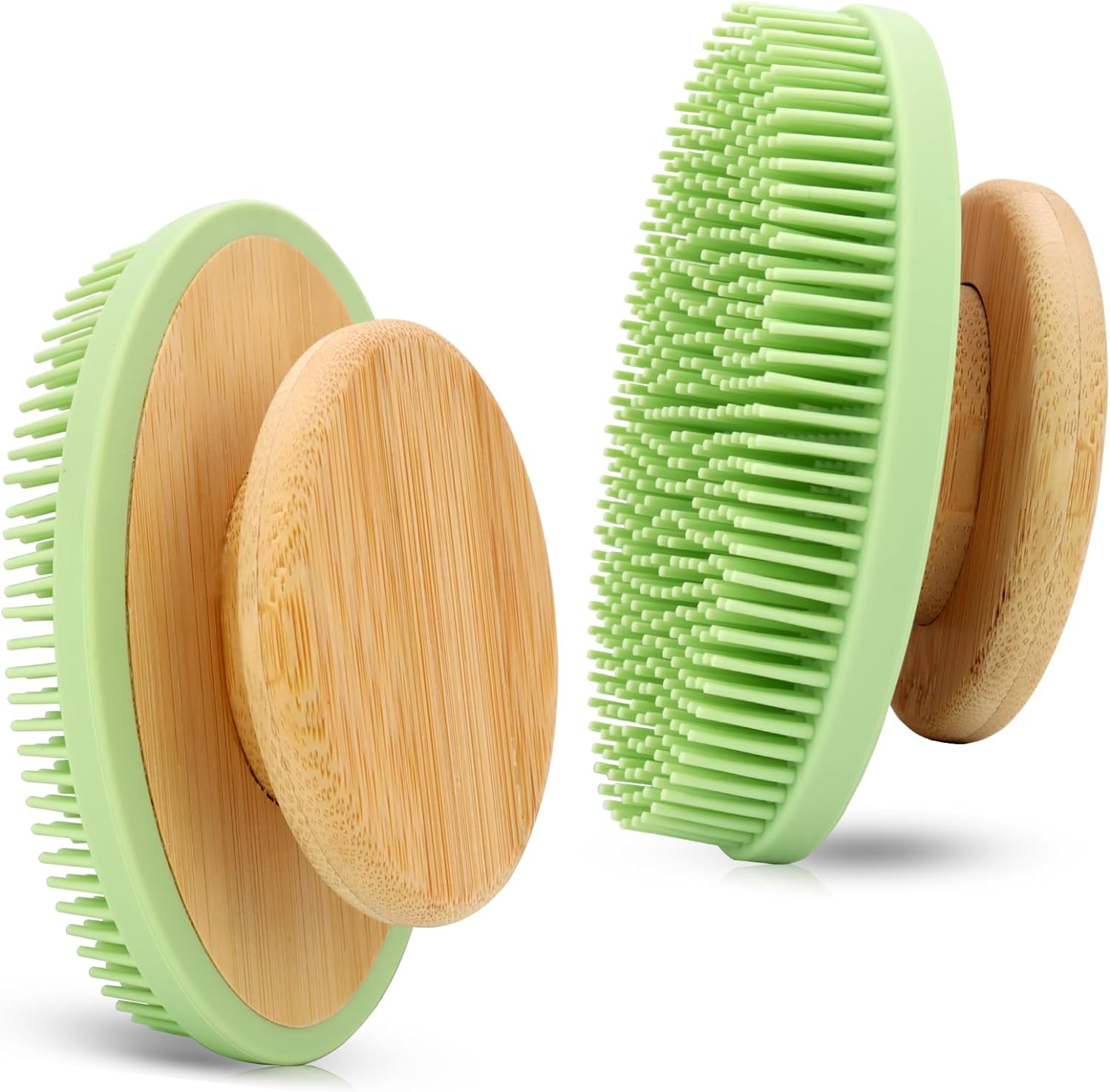 Silicone Bath Brush with Bamboo Handle.