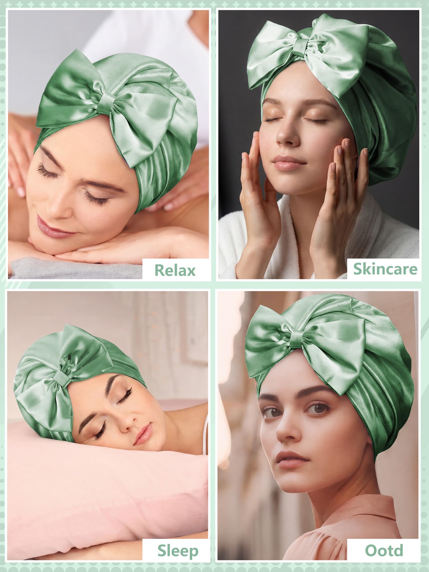 Ramede Bow Silk Bonnet for Sleeping Women Adjustable Satin Night Sleeping Cap Coquette Layer Smooth Hydration Hair Bonnet
