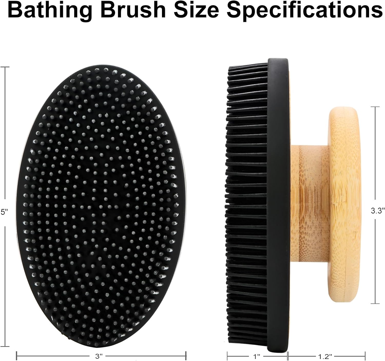 Silicone Bath Brush with Bamboo Handle.