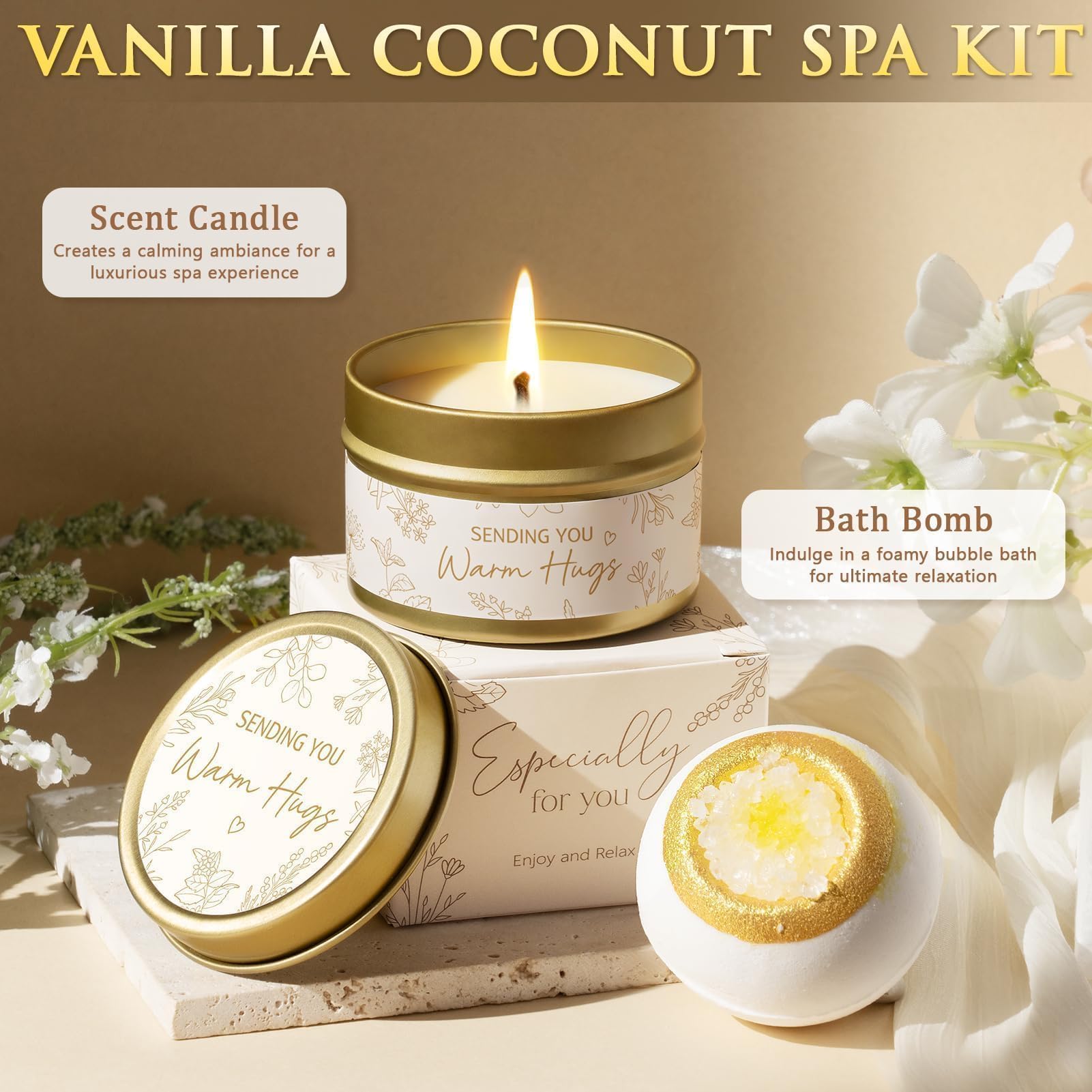 Self-Care Gift Basket for Women with Blanket, Mug, Candle, Journal & Spa Essentials.
