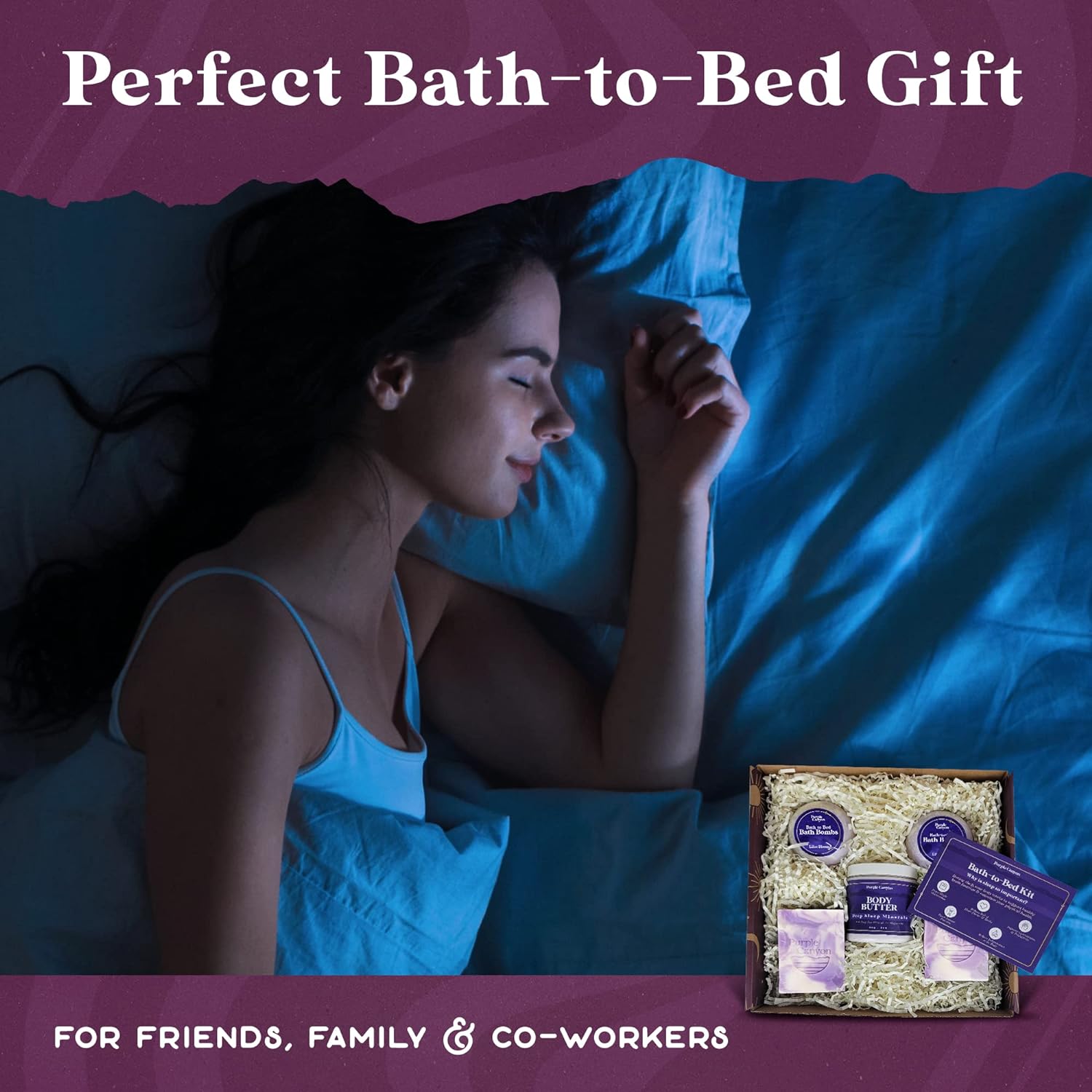 Purple Canyon Mystic Spa Box | 7 Piece Full Size Lavender Spa Kit for Self Care | Bath and Body Gifts for Women