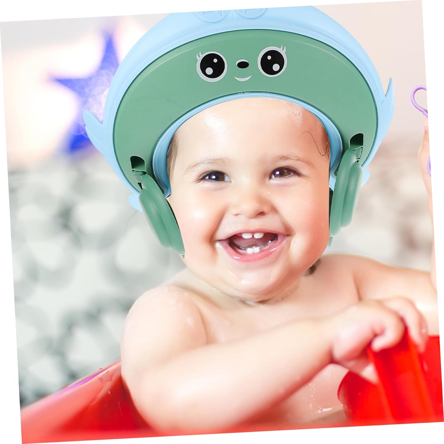 KOMBIUDA shampoo cap baby shower hat baby bath head protectors baby shampoo guard baby head wash cap protections bath caps infant shower cap baby crown bath products toddler child plastic