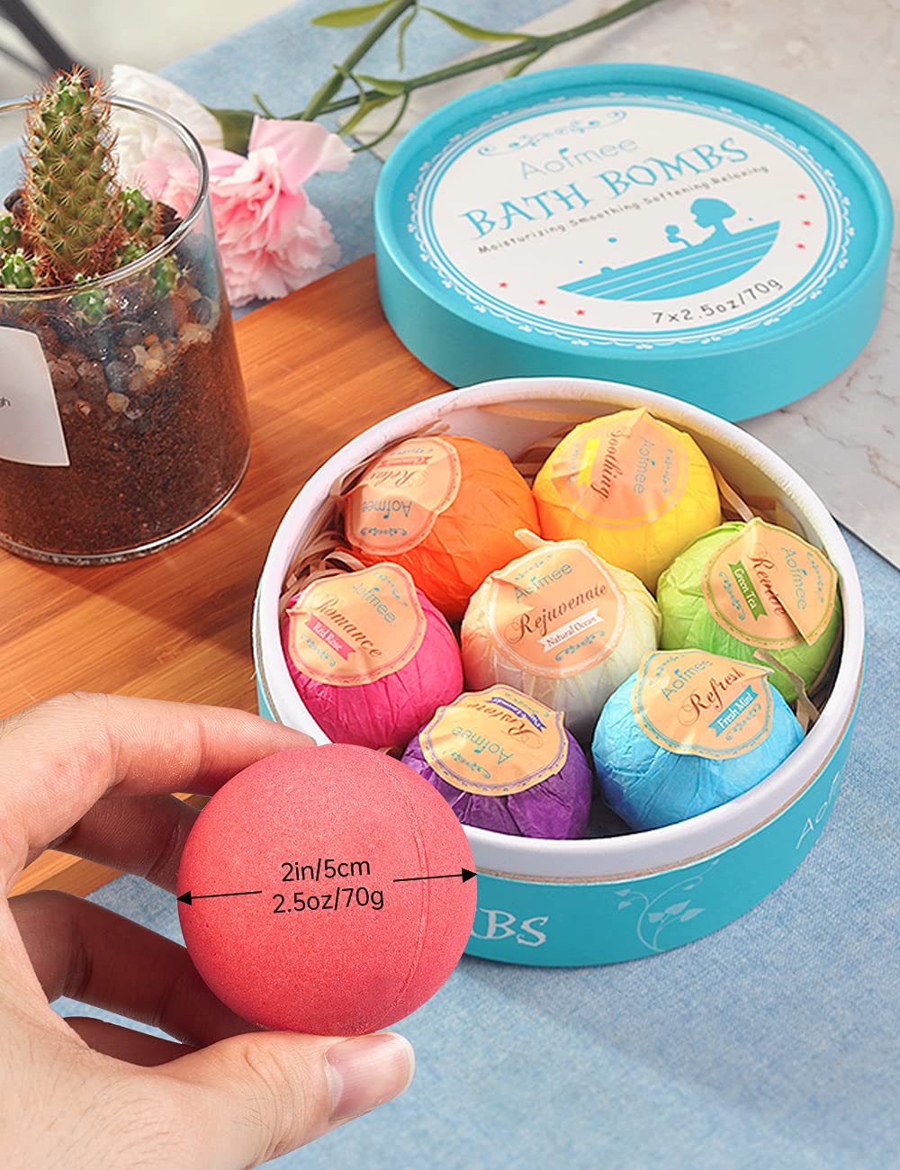 Aofmee Bath Bombs, 7pcs Bubble Bath Bombs for Women