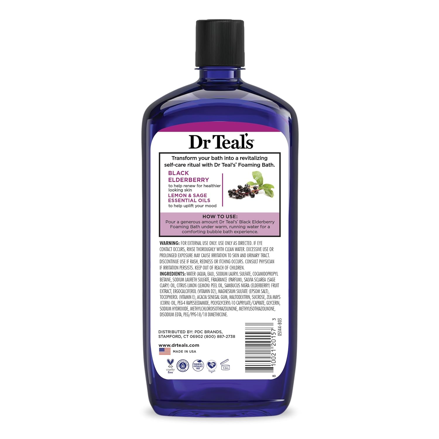Dr Teal's Foaming Bath with Pure Epsom Salt, Sleep Blend with Melatonin, Lavender & Chamomile Essential Oils, 34 fl oz (Pack of 4) (Packaging May Vary)