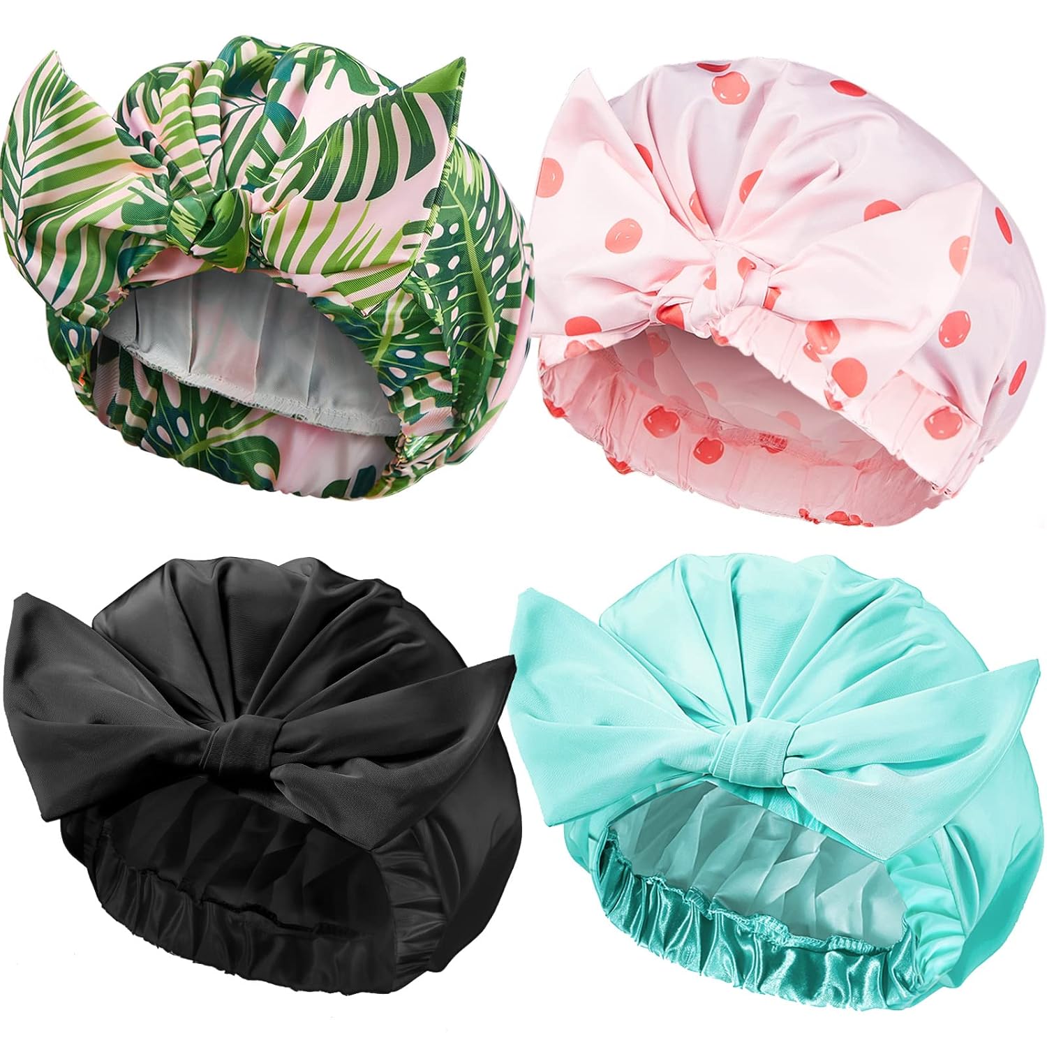 Reusable Waterproof Shower Caps Set (4 Pack)