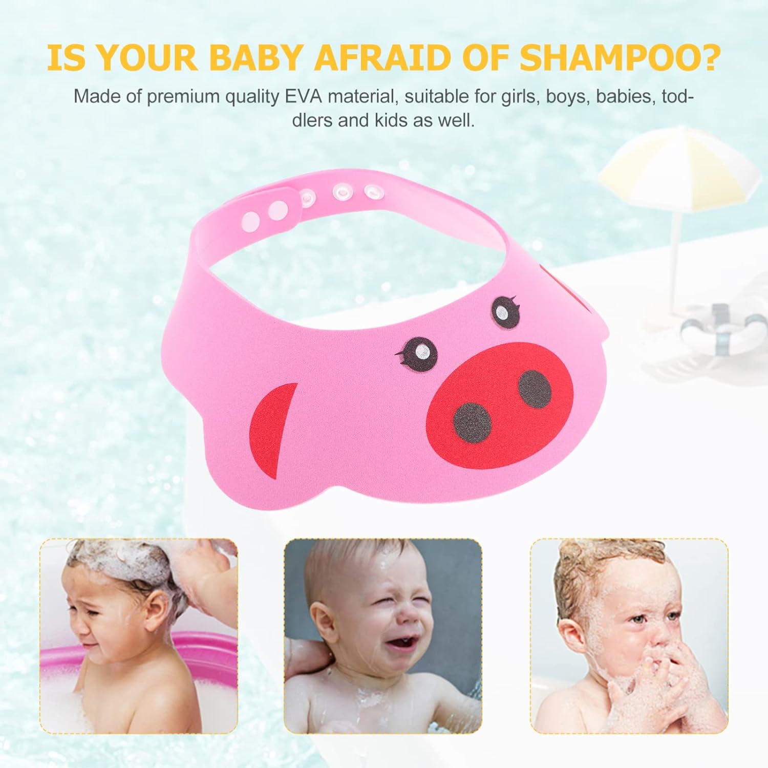 Adjustable Kids Shower Visor Hat (3 Pack)