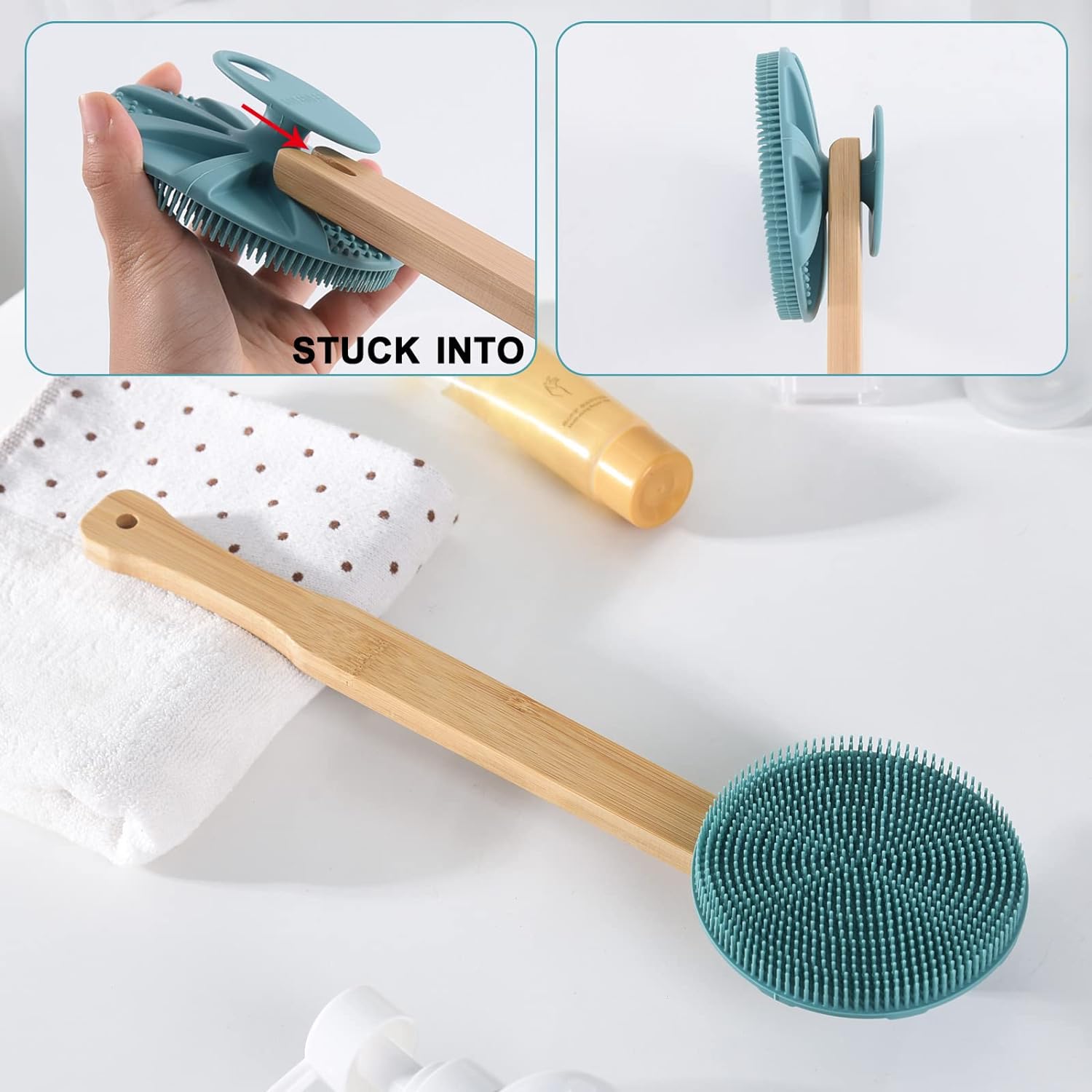 INNERNEED Food-Grade Soft Silicone Body Scrubber Shower Brush Handheld Cleansing Skin Brush, Gentle Exfoliating and Lather Well (Black)