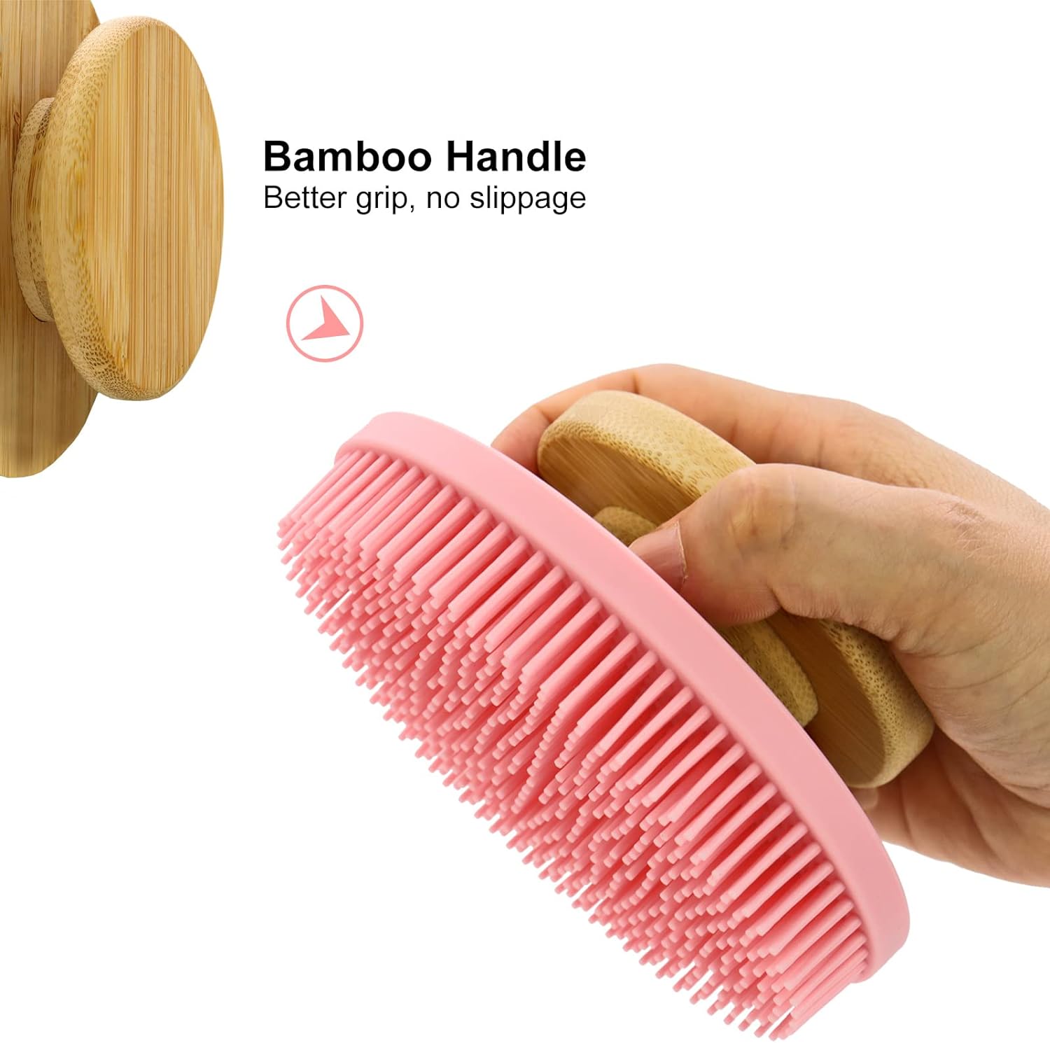 Silicone Bath Brush with Bamboo Handle.