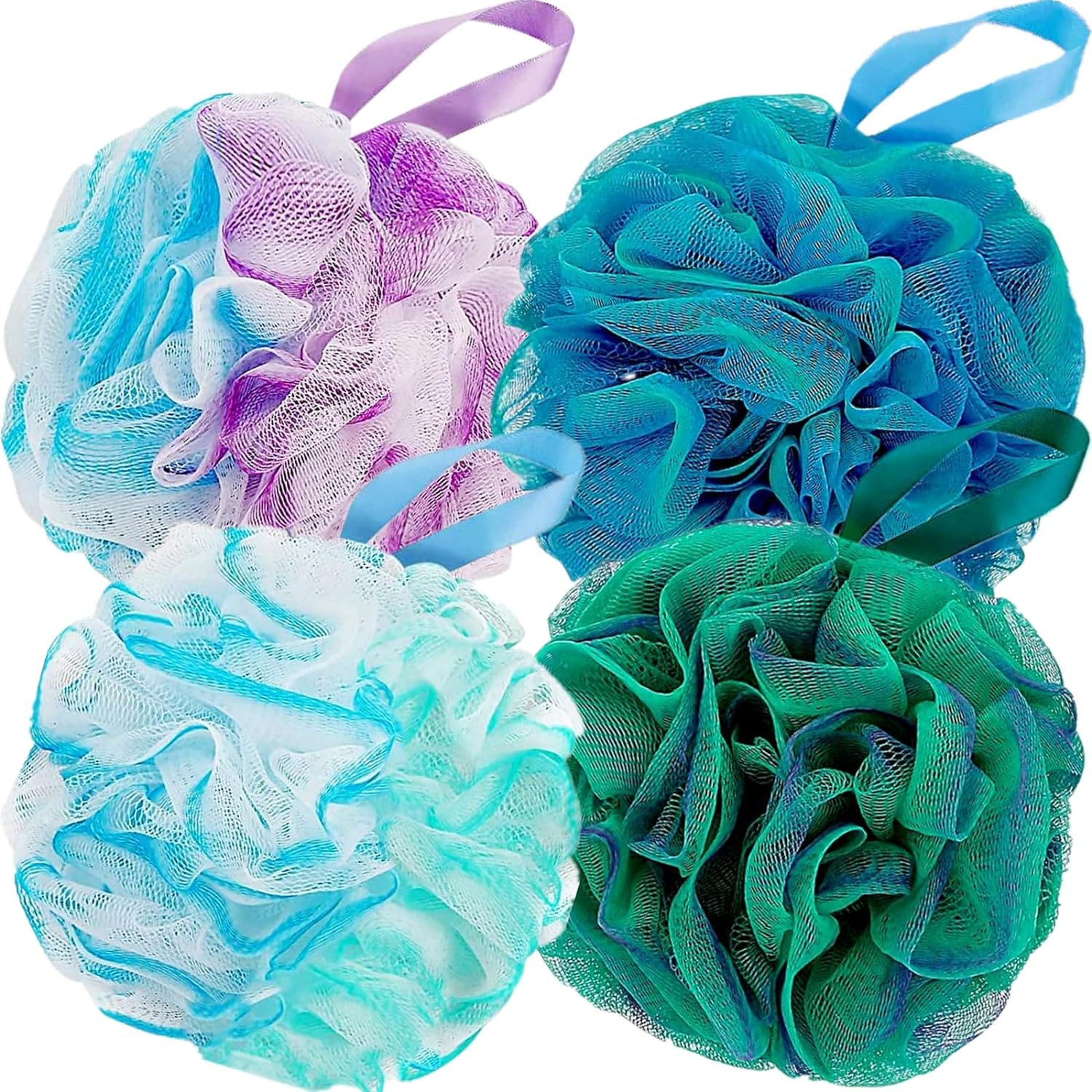Mesh Shower Loofah Sponge Set (4 Colors)