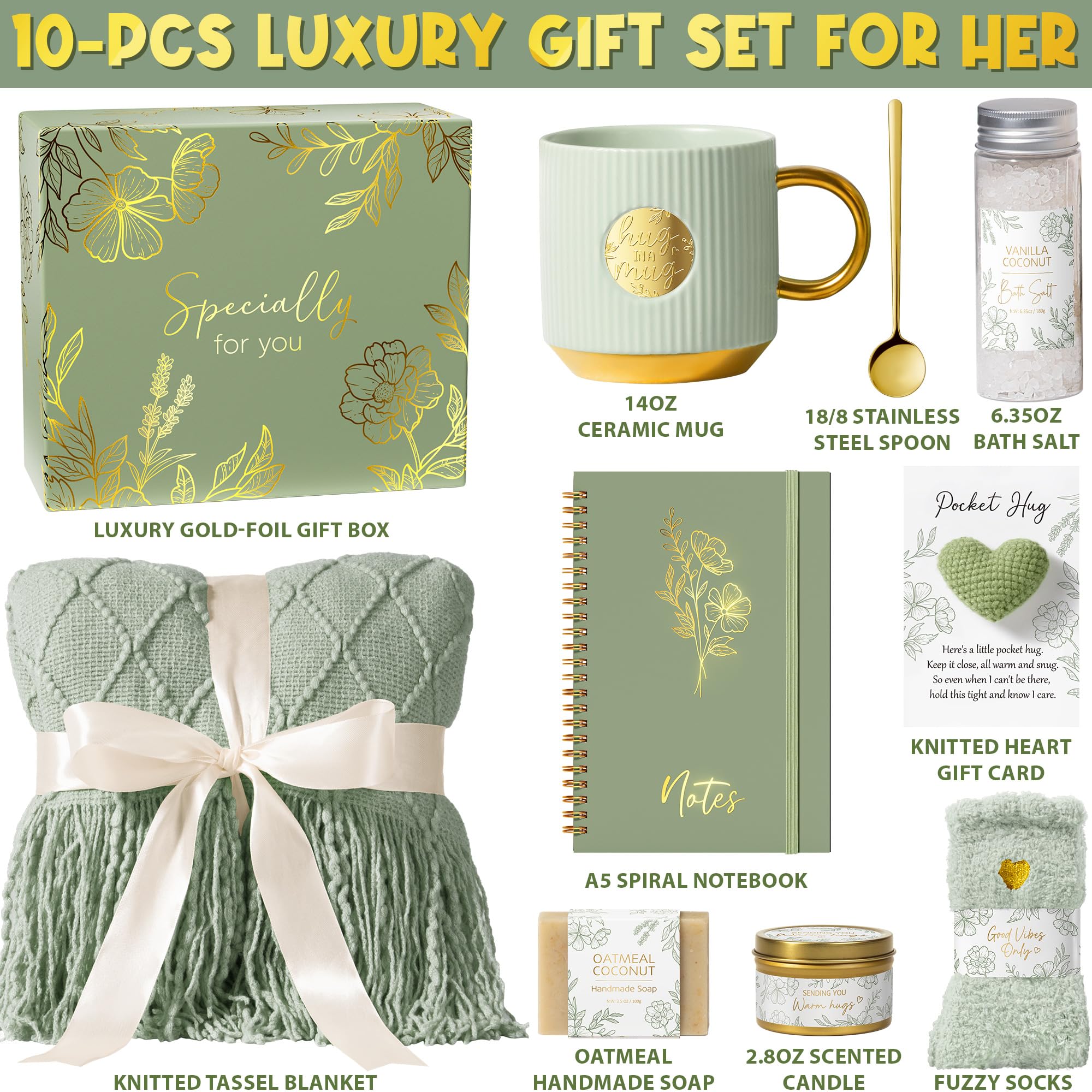 Luxury Self Care Gift Basket for Women – Premium Spa Gift Set with Blanket, Candle & Cozy Essential