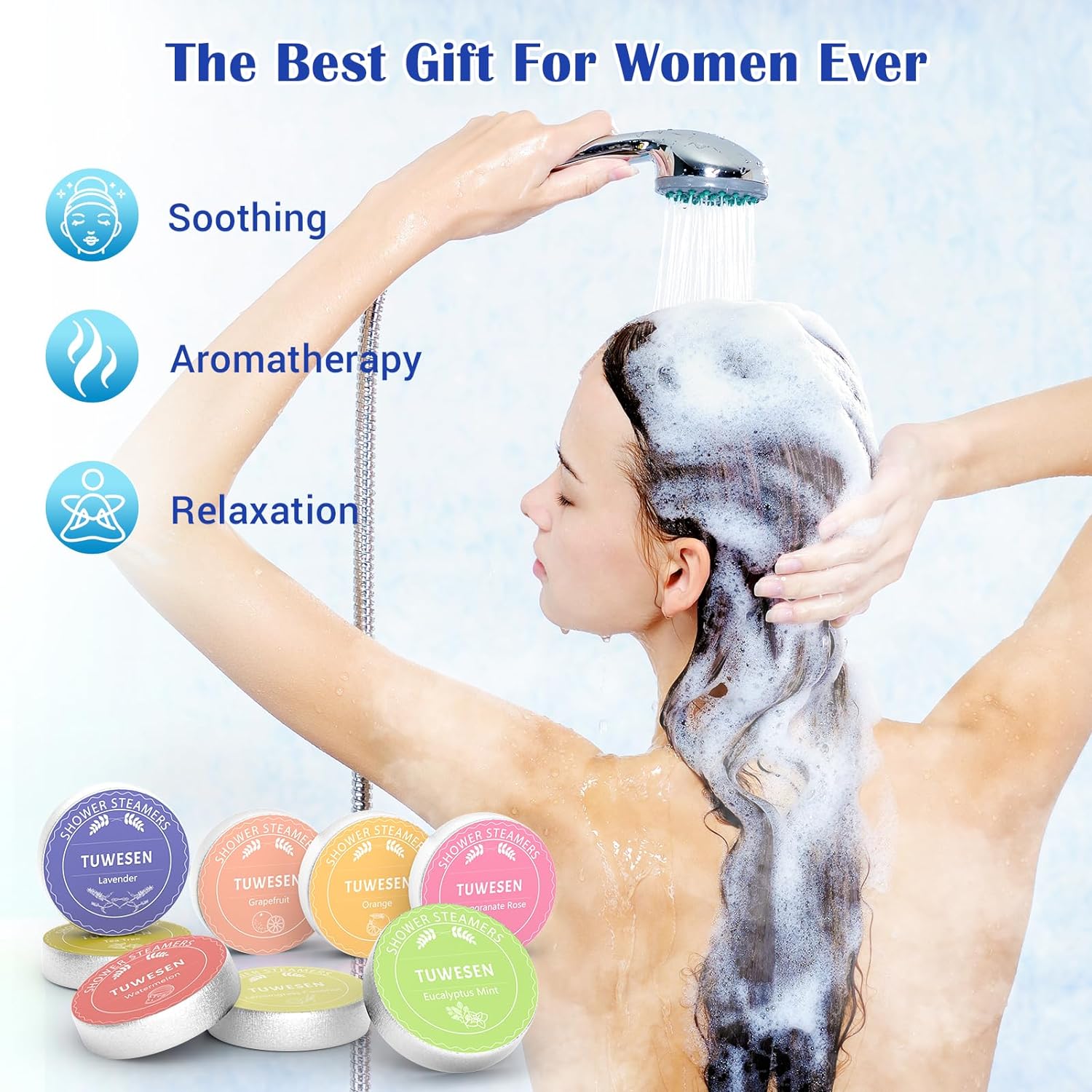 TUWESEN Shower Steamers Aromatherapy, SPA Kit, 8 PCS Shower Steamers for Women, Shower Bombs with Essential Oils-Self Care & Relaxation Birthday Gifts for Women and Men. Purple Romantic Set
