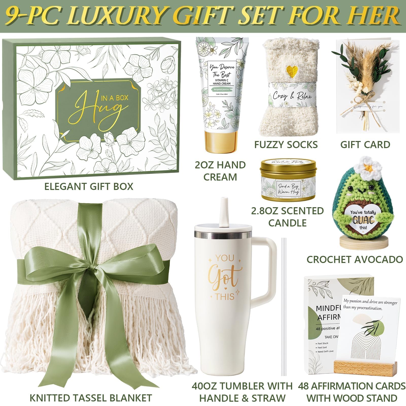 Luxury Gift Basket for Women Basket for Women – Luxury Self Care Spa Set with Blanket, Tumbler & Relaxing Essentials.