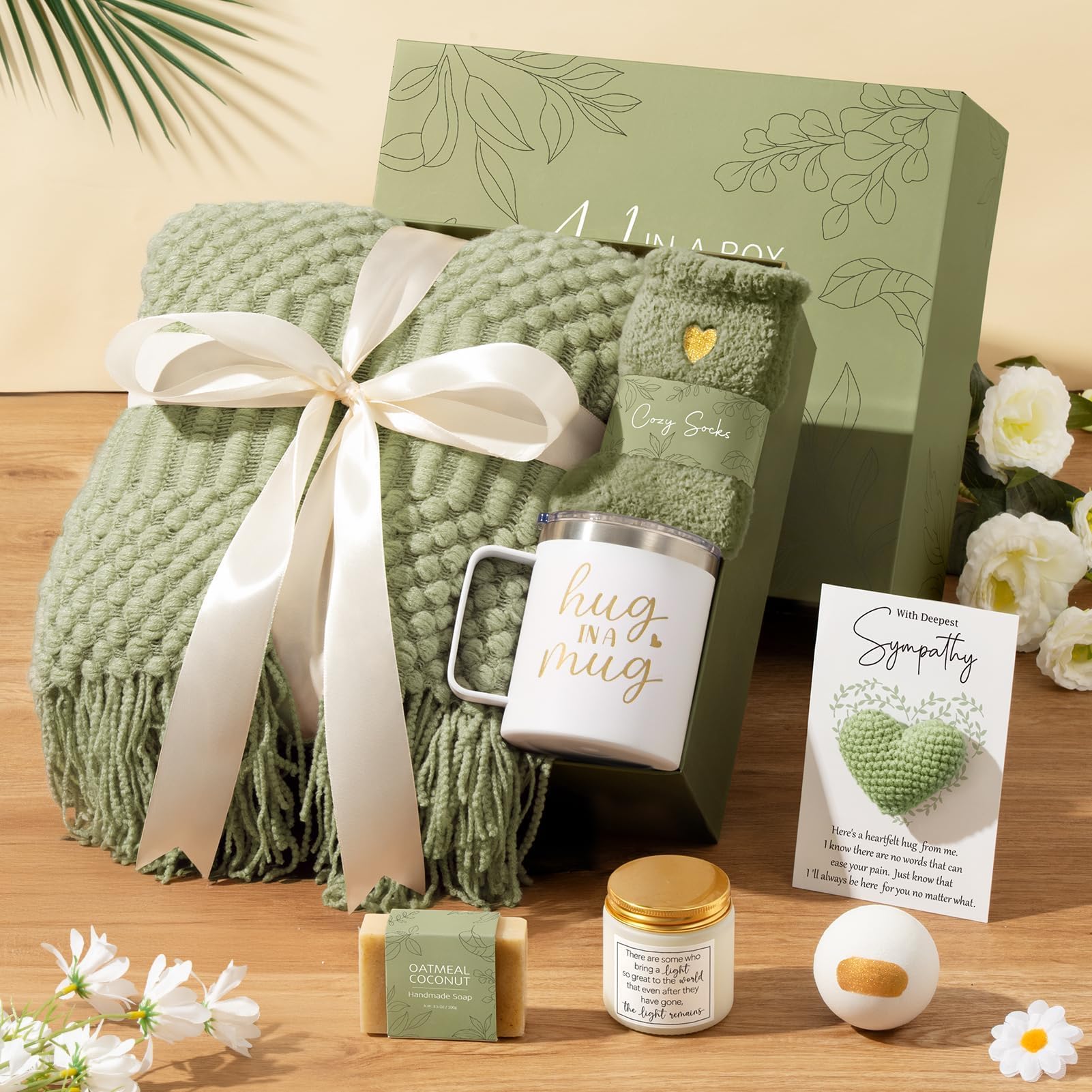 Thinking of You Gift Basket for Women – Comfort Care Package with Blanket, Tumbler & Relaxation Essentials