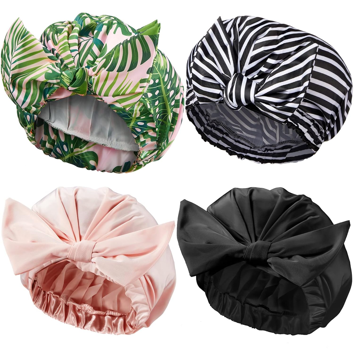 Reusable Waterproof Shower Caps Set (4 Pack)