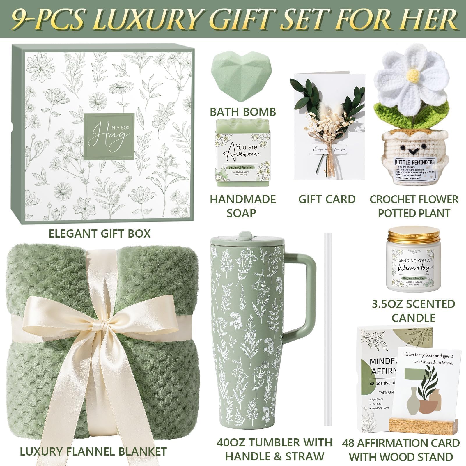 Cozy Self Care Gift Basket for Women – Luxury Spa Gift Set with Blanket, Tumbler & Relaxing Essentials .