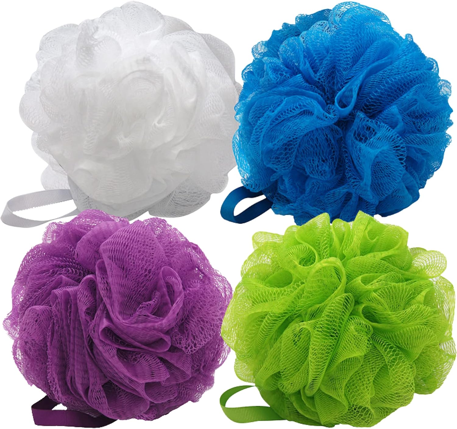 Aquasentials Mesh Pouf Bath Sponge (4 Pack) (Multi-Color)