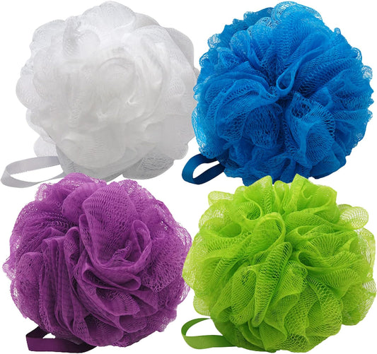 Aquasentials Mesh Pouf Bath Sponge (4 Pack) (Multi-Color)