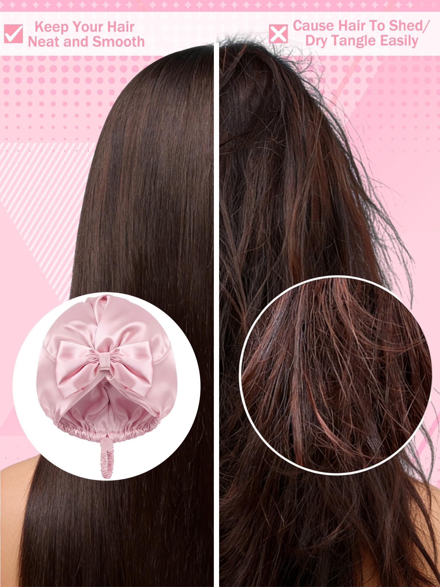 Ramede Bow Silk Bonnet for Sleeping Women Adjustable Satin Night Sleeping Cap Coquette Layer Smooth Hydration Hair Bonnet