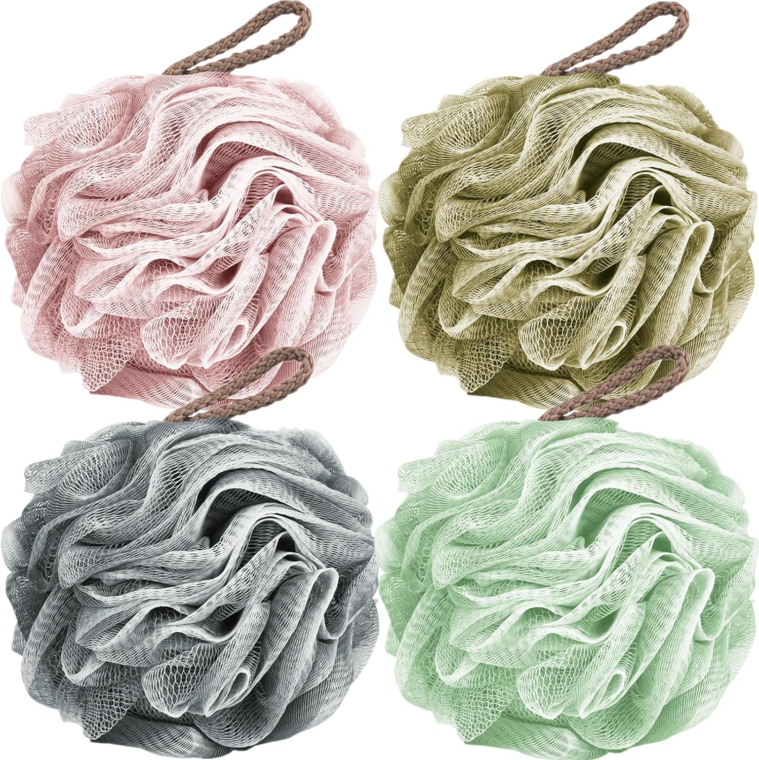 Mesh Shower Loofah Sponge Set (4 Colors)