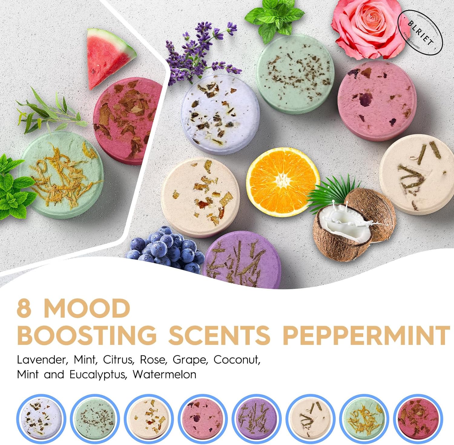 Shower Steamers Aromatherapy Christmas Gifts Stocking Stuffers for Women 8 PCS, BLRIET Shower Bombs Birthday Gift for Mom with Lavender Natural Essential Oils, Self Care & Relaxation Gifts for Lover