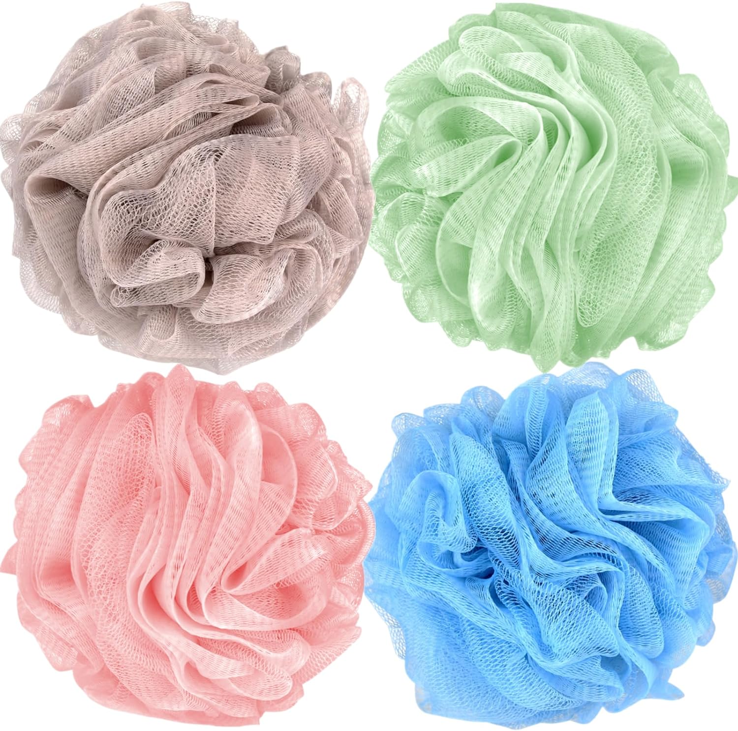 Mesh Shower Loofah Sponge Set (4 Colors)