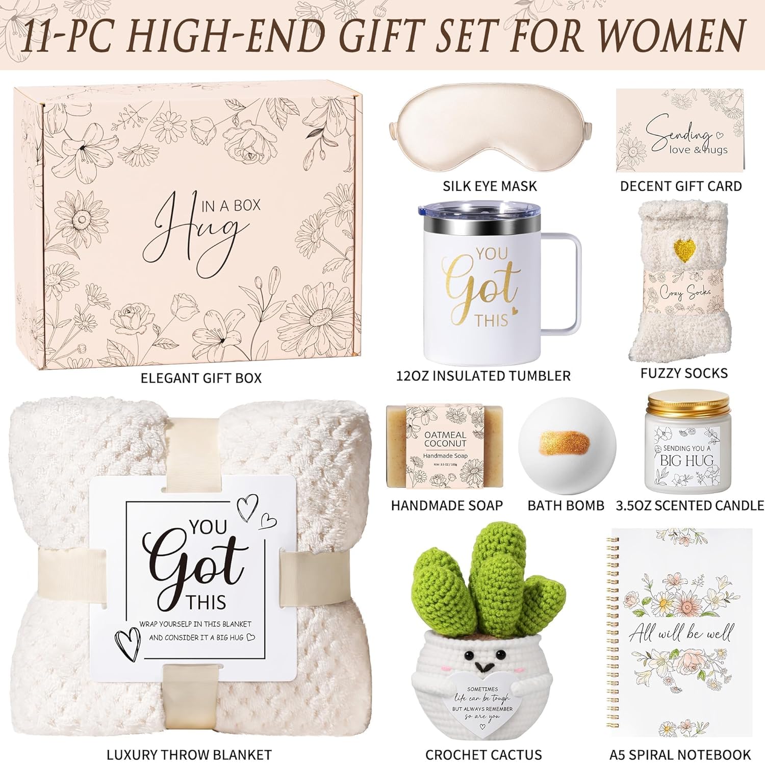 Self Care Gift Basket for Women – Wellness Spa Gift Set with Blanket, Tumbler & Relaxing Essentials