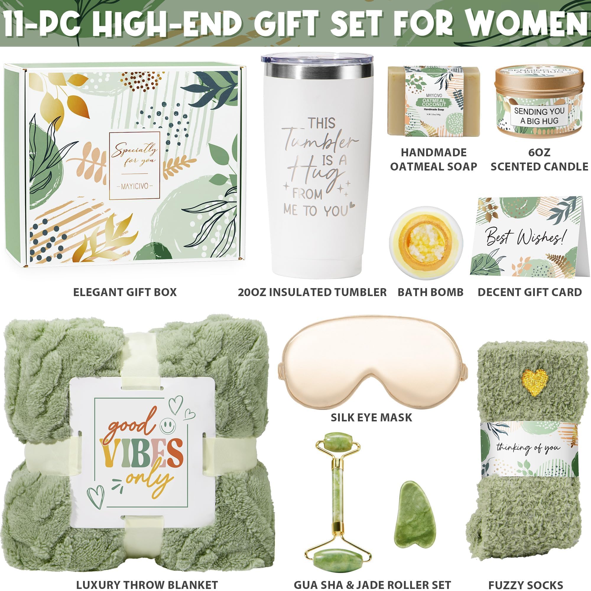 Spa Gift Basket for Women – Relaxing Self Care Gift Set with Blanket, Tumbler & Bath Essentials