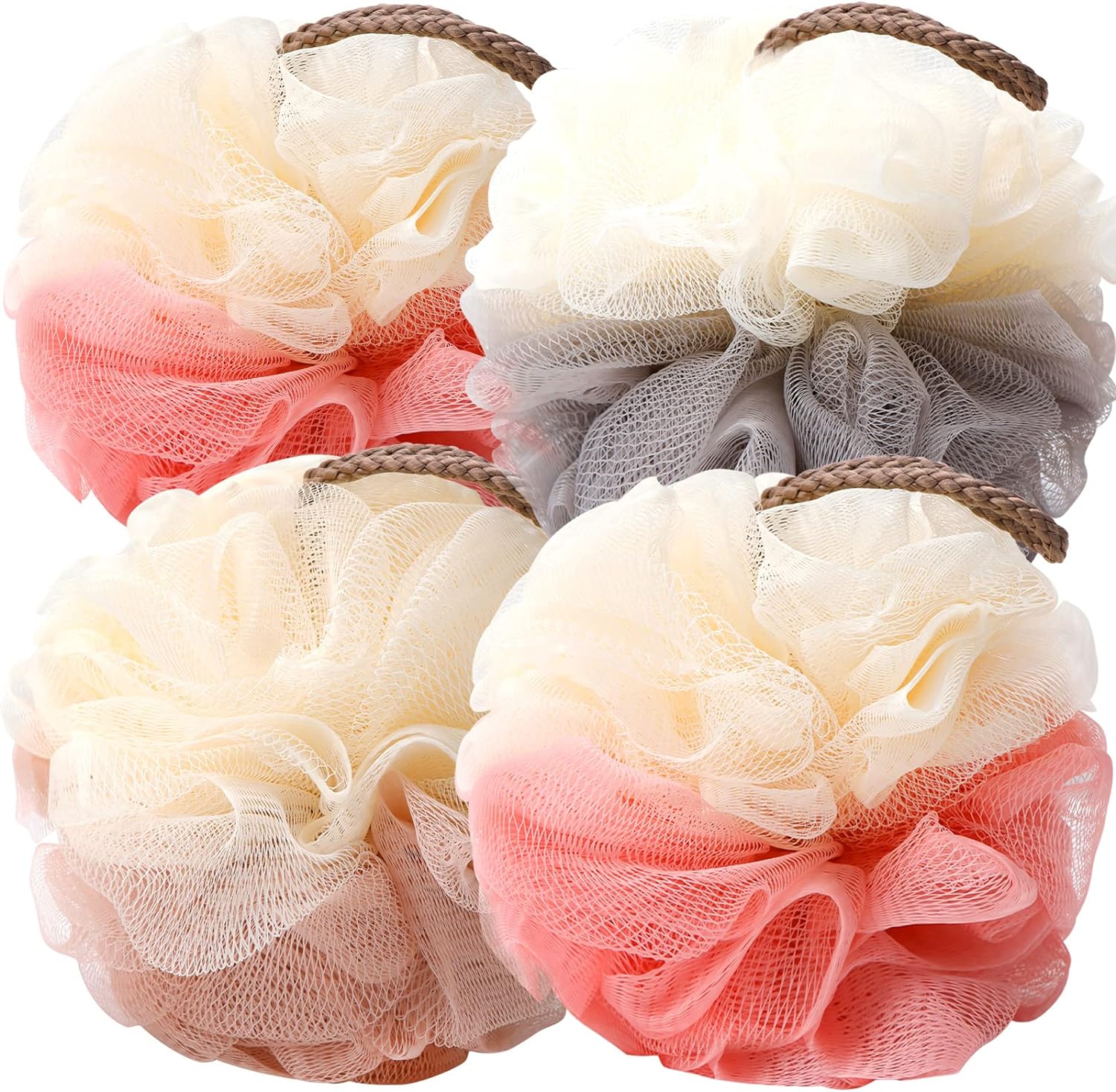Soft Mesh Shower Loofah Sponge Set (4 Pack)
